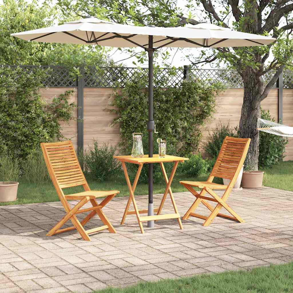 VOBURY Folding Bistro Set Folding 3 pcs Solid Acacia Wood - Brown