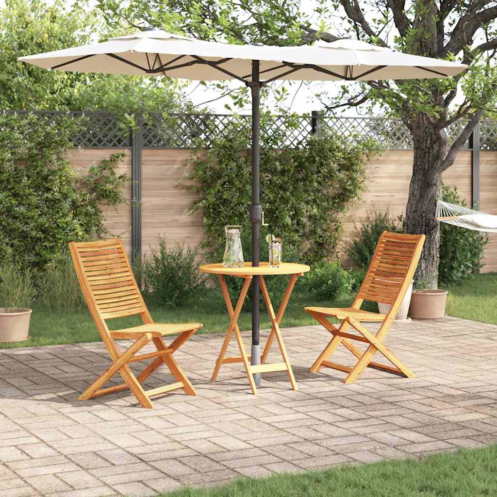 VOBURY Folding Bistro Set Folding 3 pcs Solid Acacia Wood - Brown