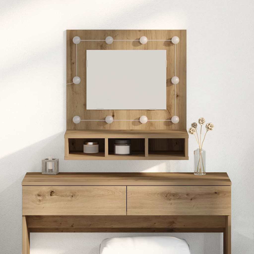 Vanity Unit with Mirror Artisan Oak MDF, Glass 60 x 31.5 x 62 cm