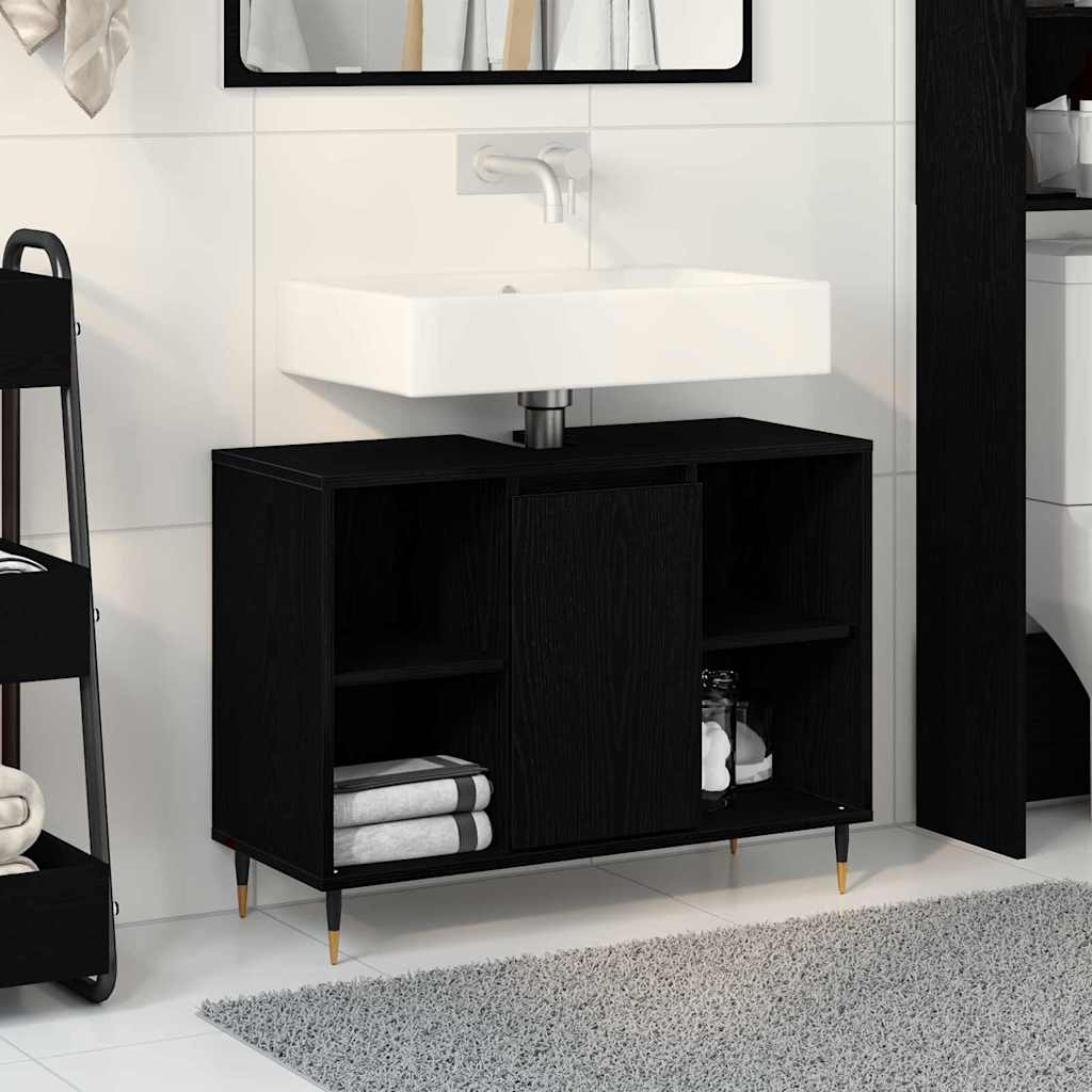 Vanity Unit Black Oak Engineered Wood Medium Black Oak Vanity