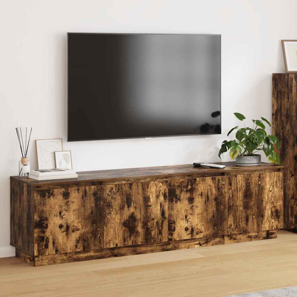 TV Cabinet with LED Smoky Oak 180x38x49 cm Engineered Wood