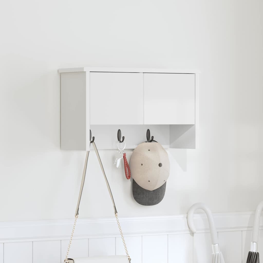 Wall-Mounted Coat Rack White 50 x 20 x 30 cm Engineered wood