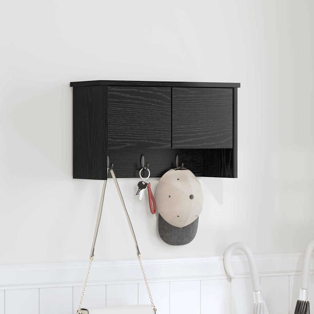 Wall-Mounted Coat Rack with Shelf Black oak 50 x 20 x 30 cm