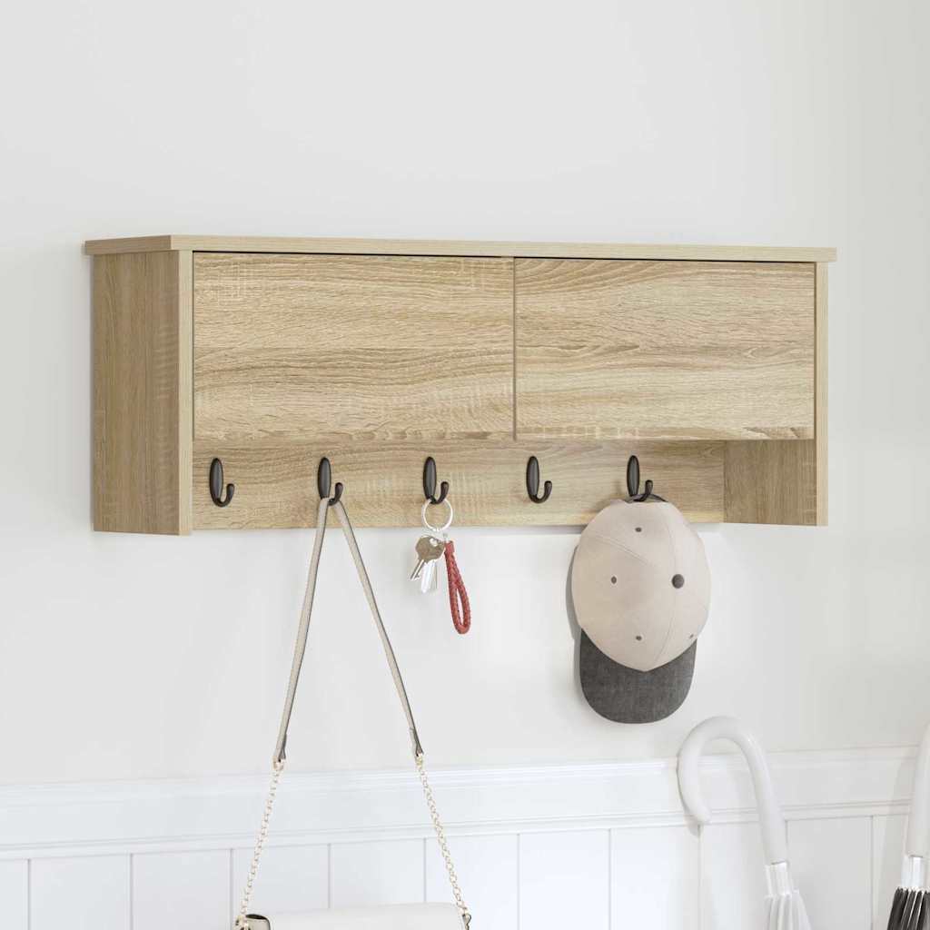 Wall-Mounted Coat Rack with Shelf Sonoma oak 80 x 20 x 30 cm