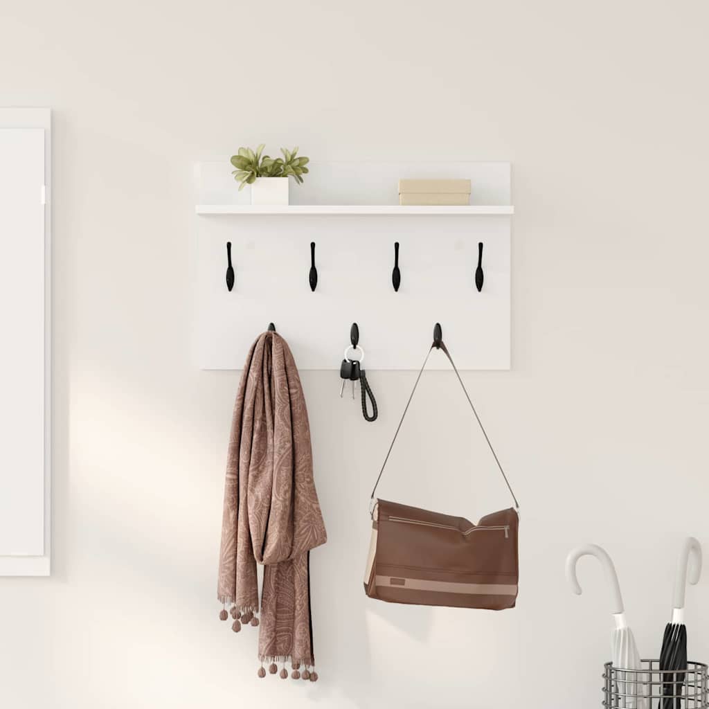 Wall-Mounted Coat Rack White 60 x 40 x 12 cm Engineered wood