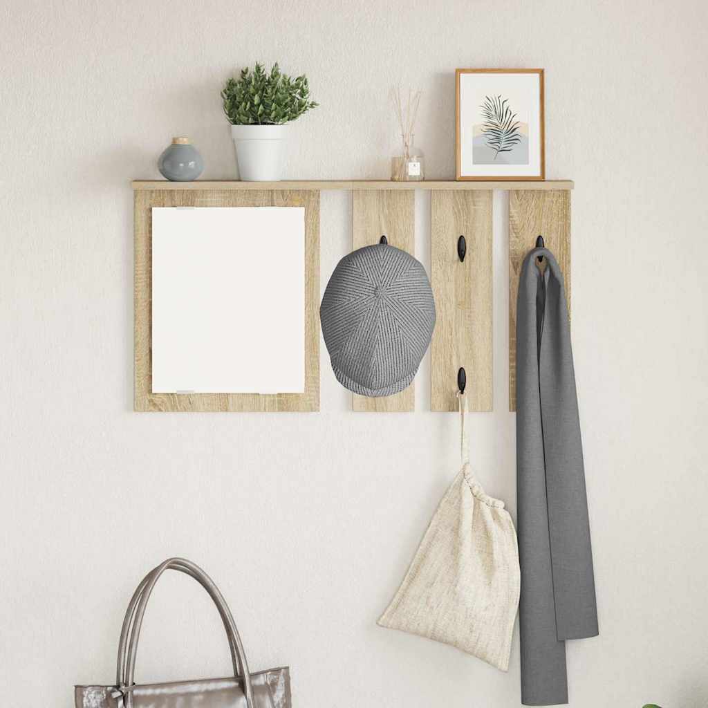 Wall-Mounted Coat Rack with Shelf Sonoma oak 85 x 10 x 45 cm