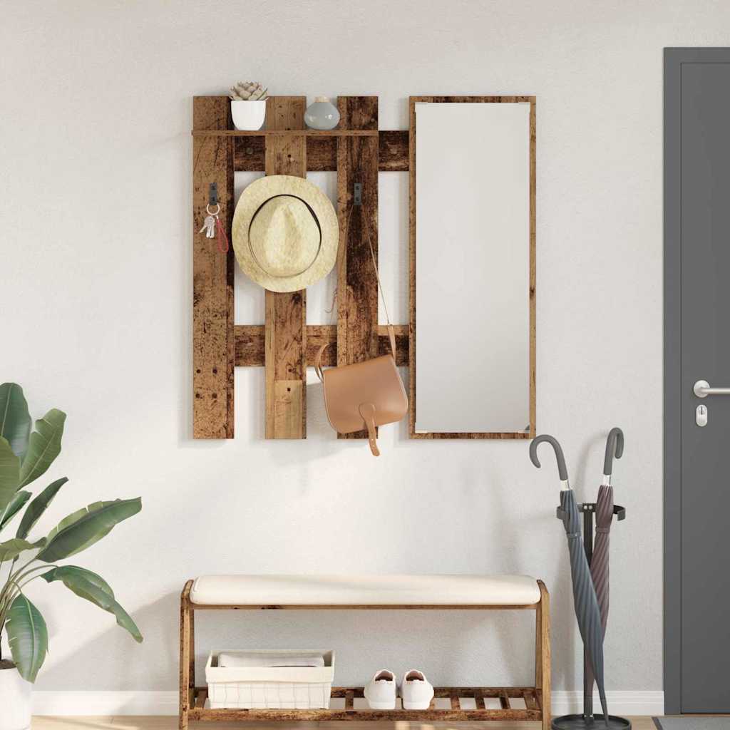 Wall-Mounted Coat Rack Wall-mounted Old wood 100 x 10 x 100 cm
