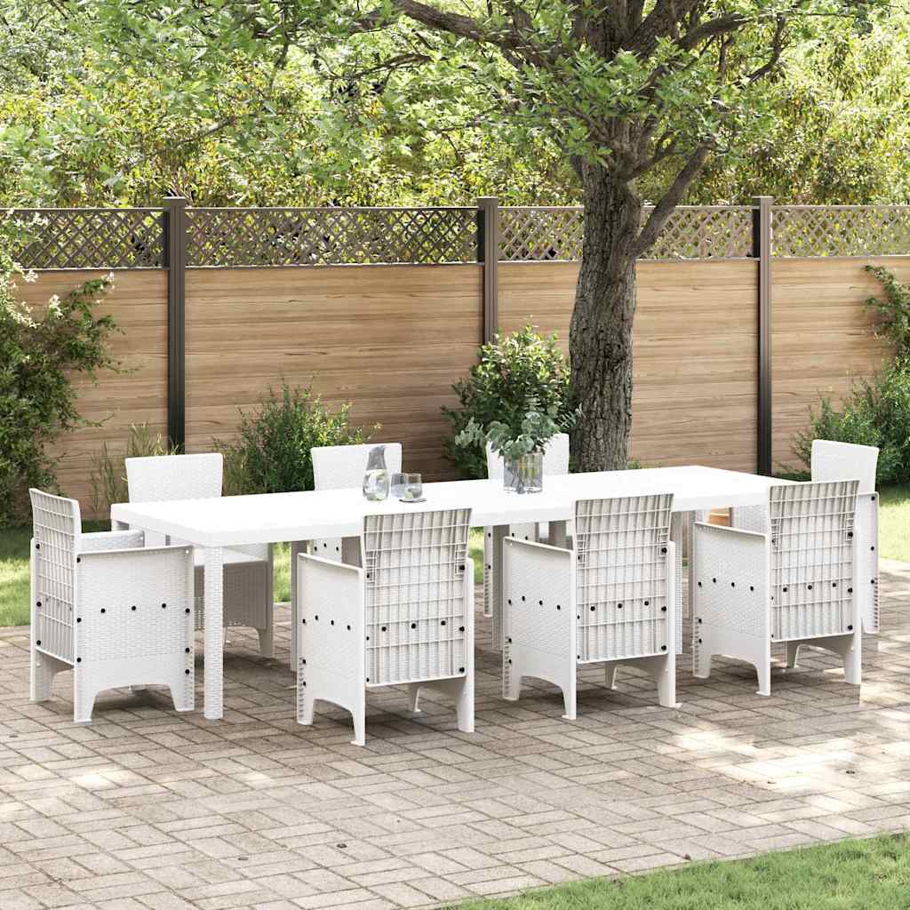 ORHEAT Garden Dining Table 300x100x73 cm Poly Rattan - White