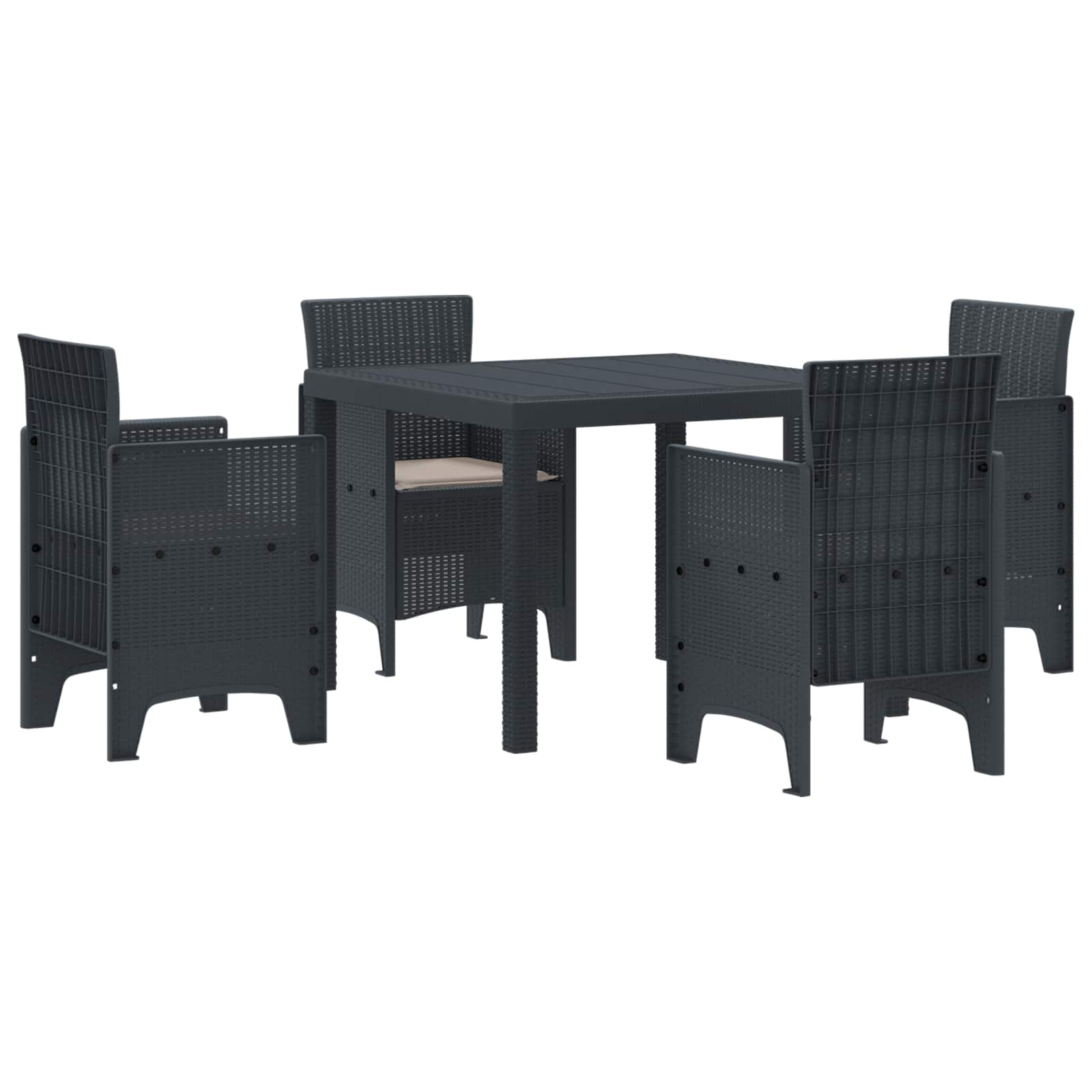 ORHEAT Garden Dining Set 5 pcs Anthracite Polypropylene