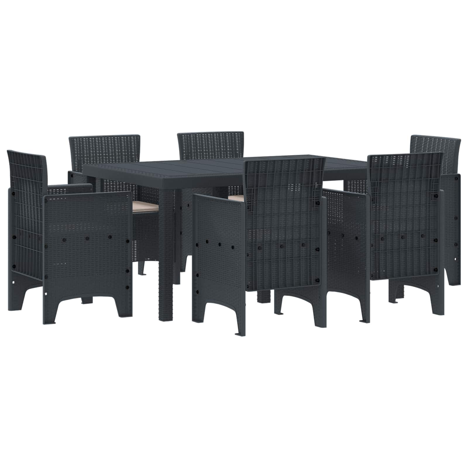 ORHEAT Garden Dining Set 7 pcs Anthracite Polt Rattan
