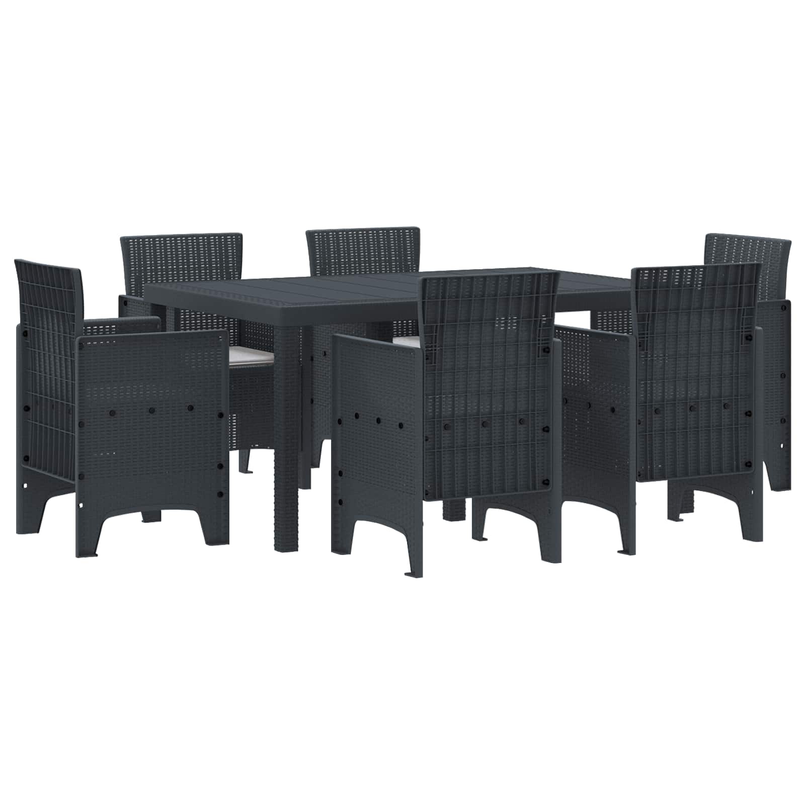 ORHEAT Garden Dining Set 7 pcs Anthracite Polt Rattan