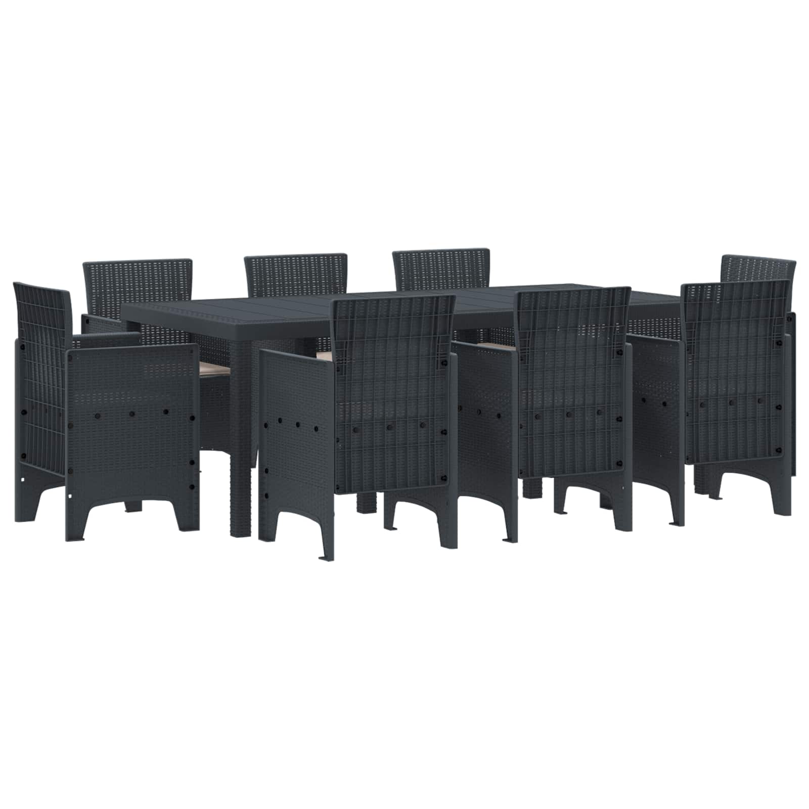 ORHEAT Garden Dining Set 9 pcs Anthracite Polypropylene