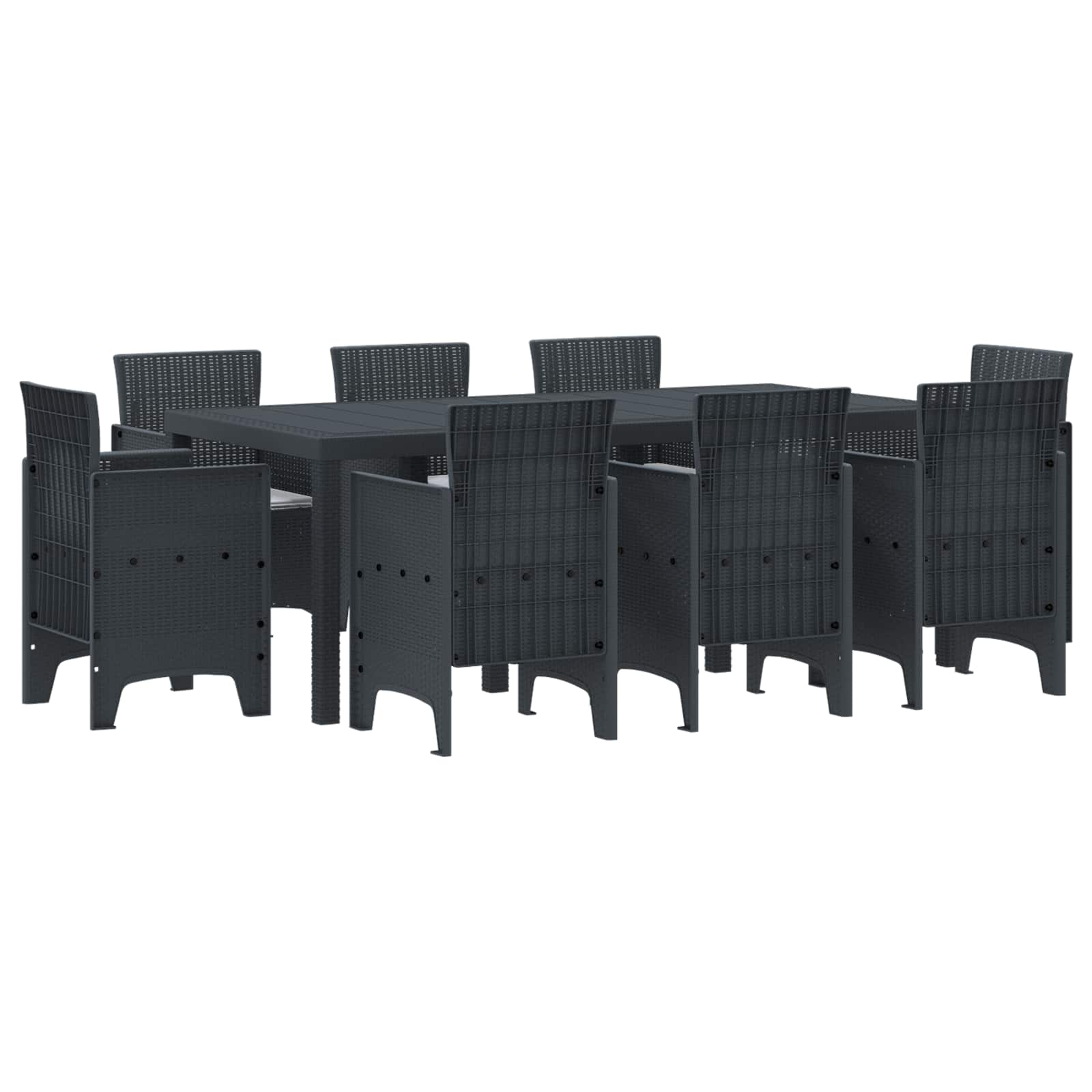 ORHEAT Garden Dining Set 9 pcs Anthracite Polypropylene