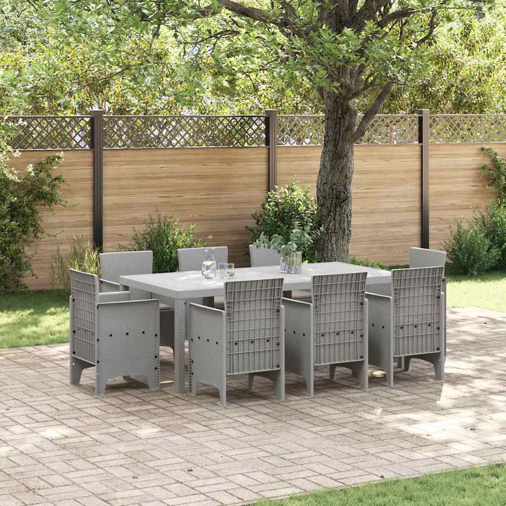 ORHEAT Garden Dining Set 9 pcs Light Polypropylene - Grey