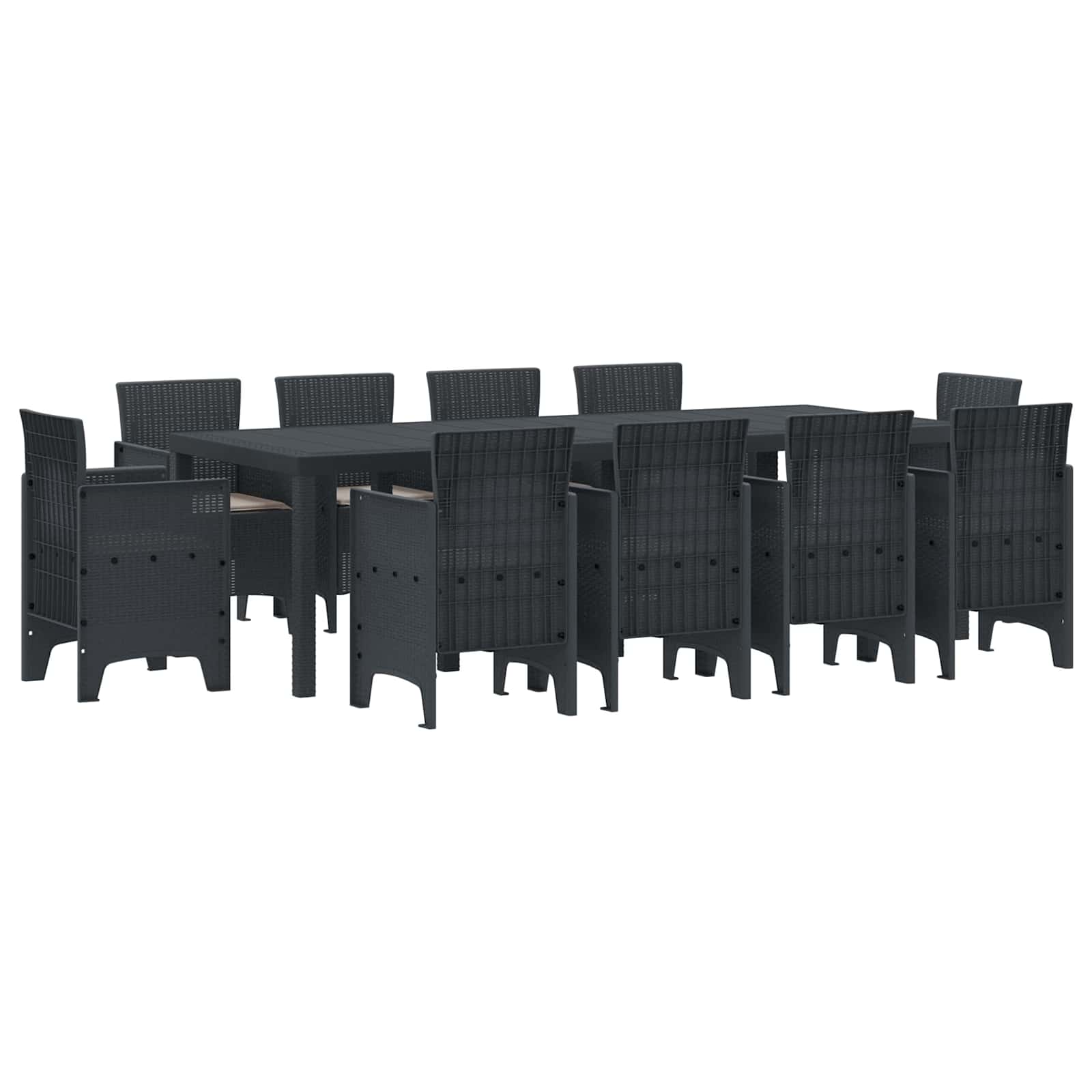 ORHEAT Garden Dining Set 11 pcs Anthracite Polypropylene