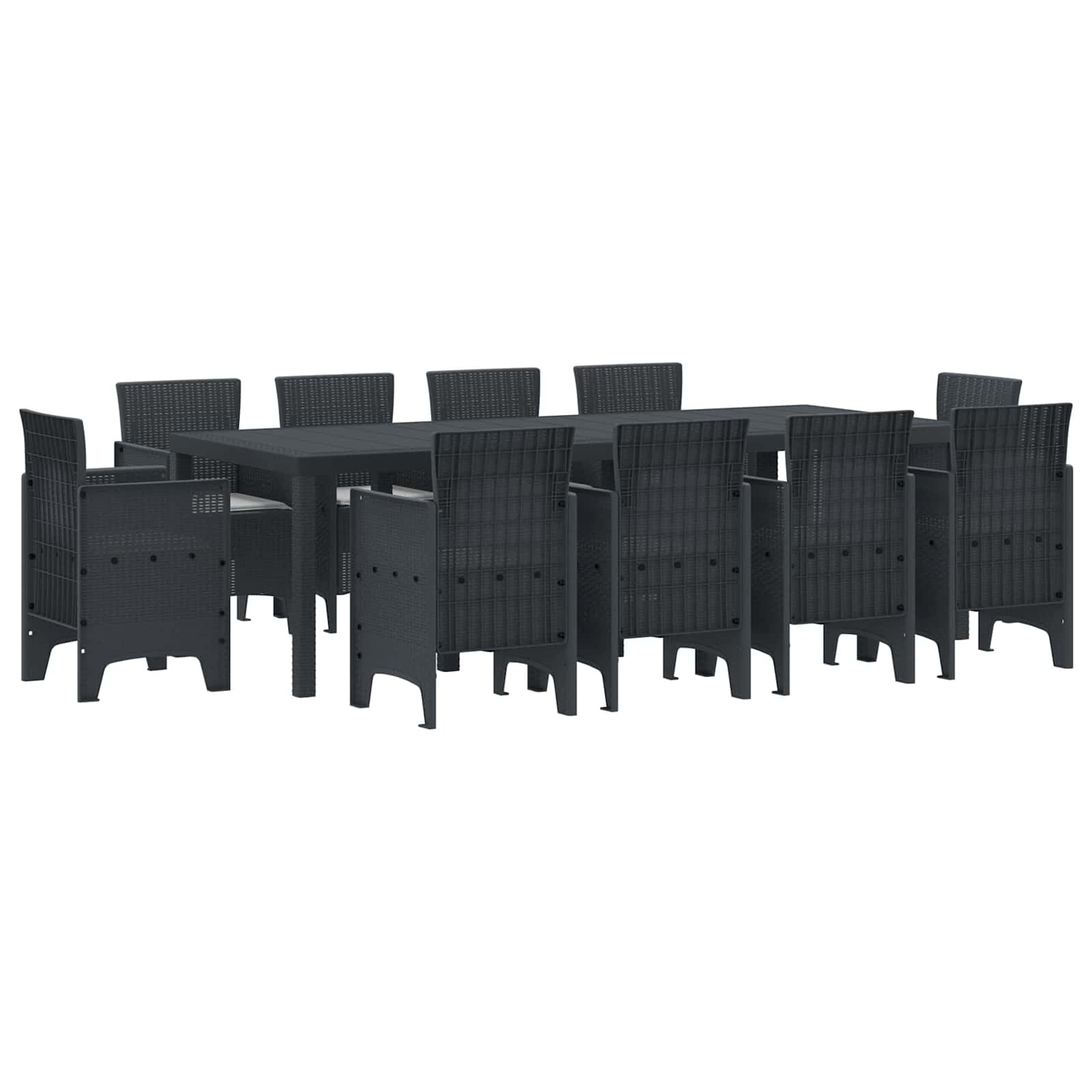 ORHEAT Garden Dining Set 11 pcs Anthracite Polypropylene