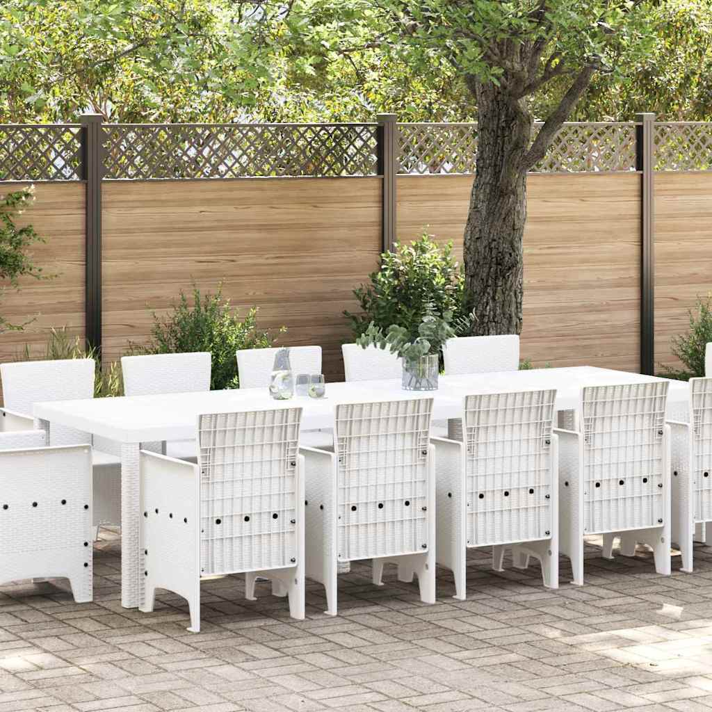 ORHEAT Garden Dining Set 13 pcs Poly Rattan - White
