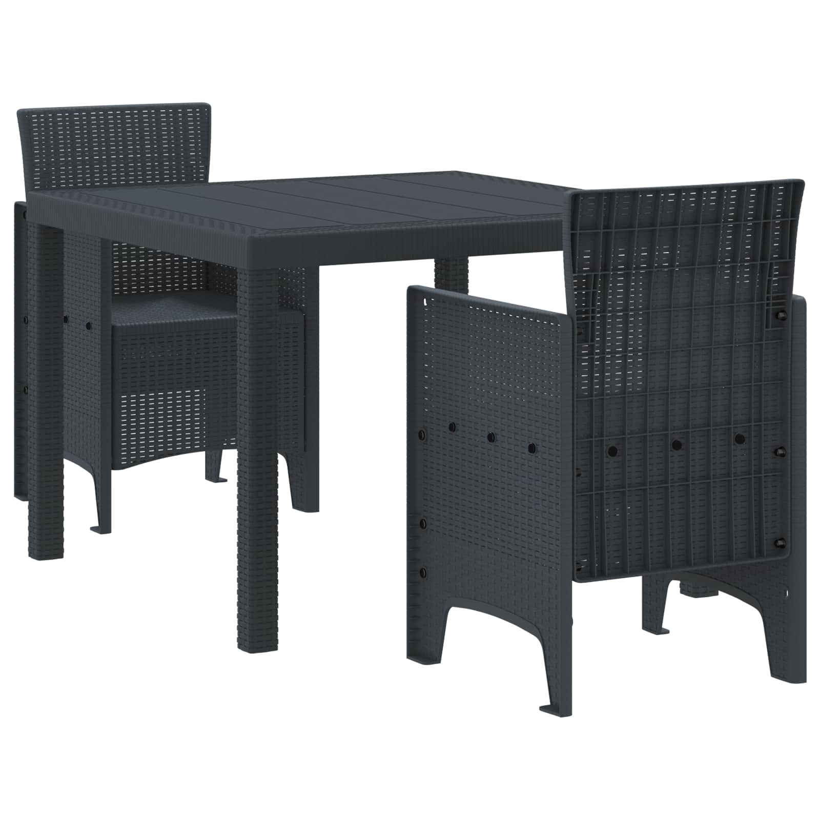 ORHEAT Garden Dining Set 3 pcs Anthracite Polypropylene
