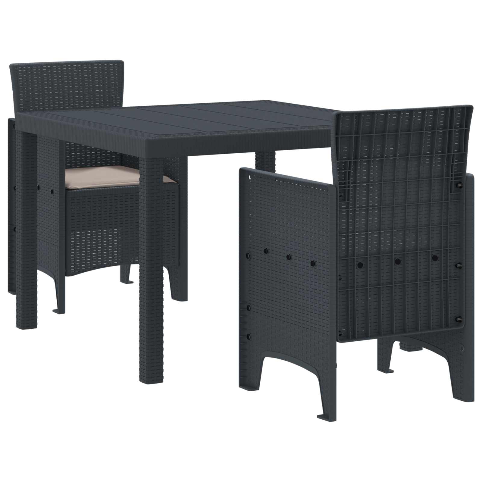 ORHEAT Garden Dining Set 3 pcs Anthracite Polypropylene