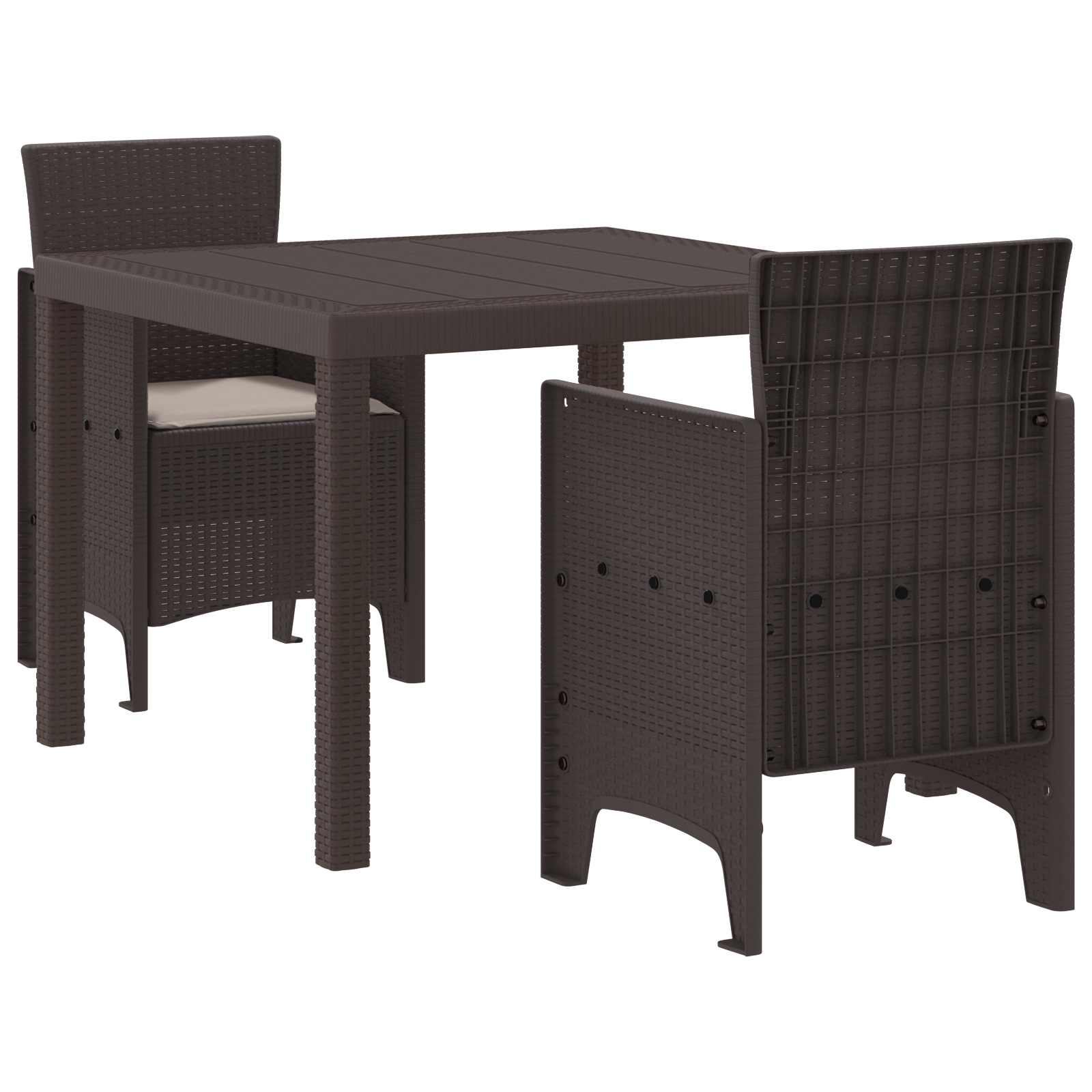 ORHEAT Garden Dining Set 3 pcs Polypropylene - Brown
