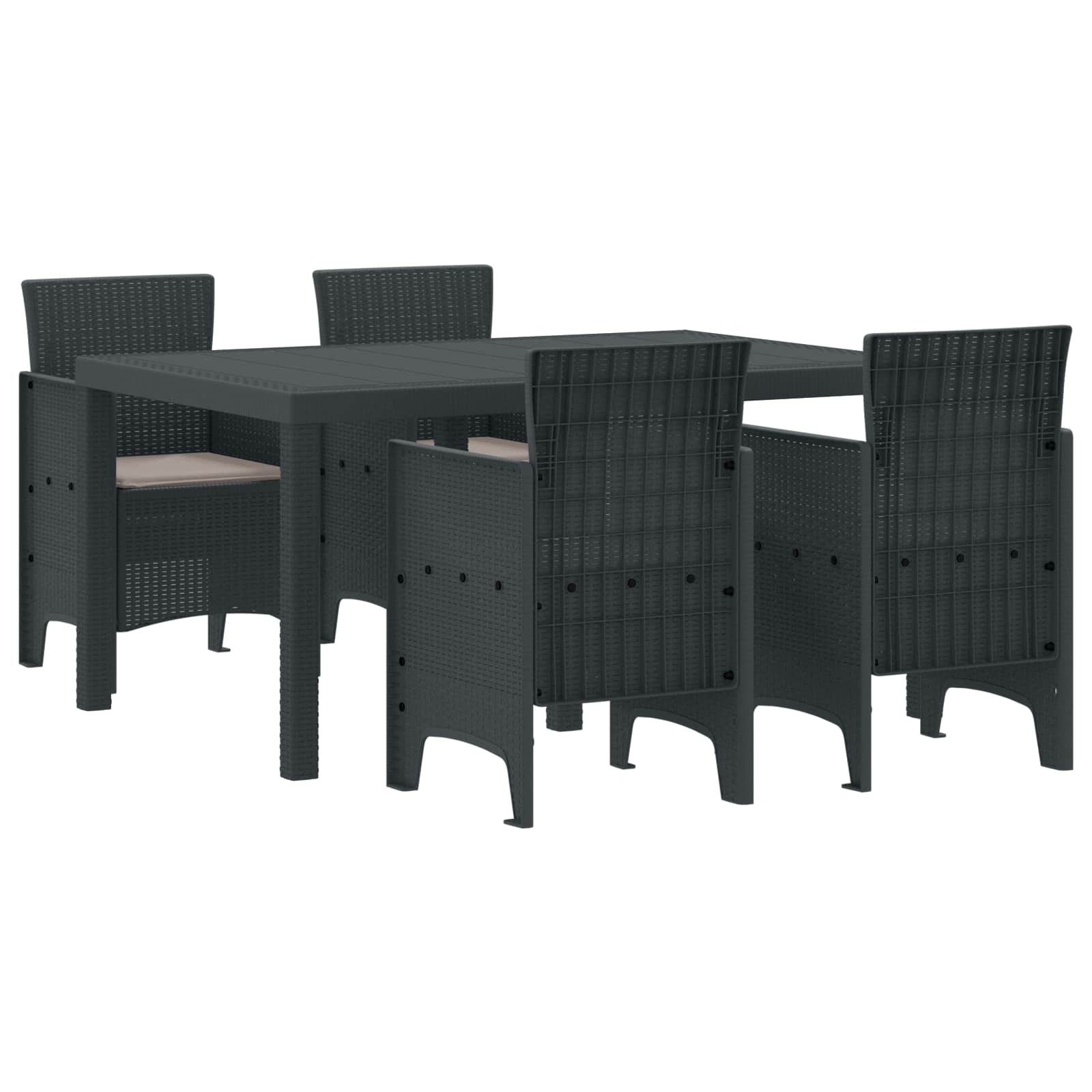 ORHEAT Garden Dining Set 5 pcs Anthracite Polt Rattan