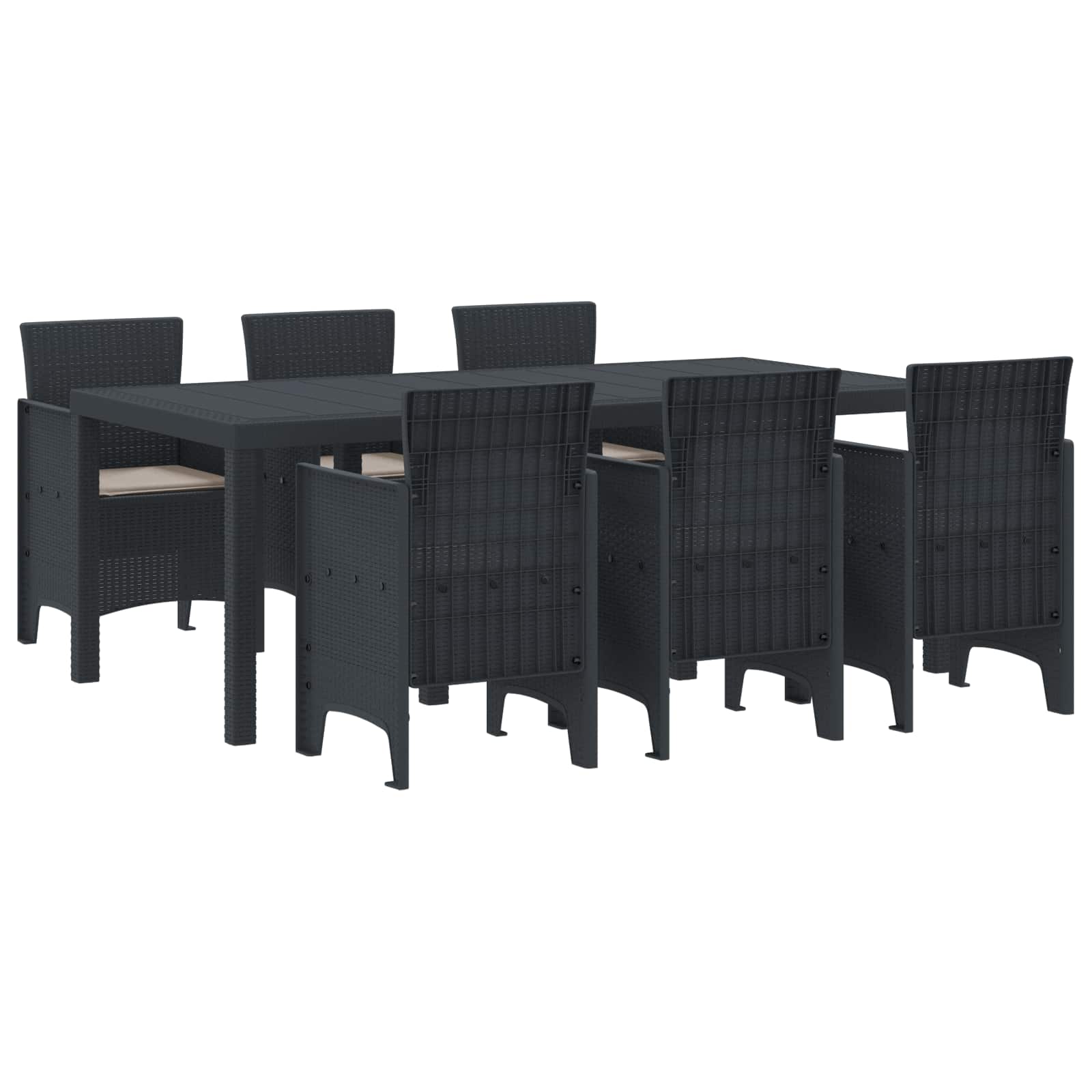 ORHEAT Garden Dining Set 7 pcs Anthracite Polypropylene