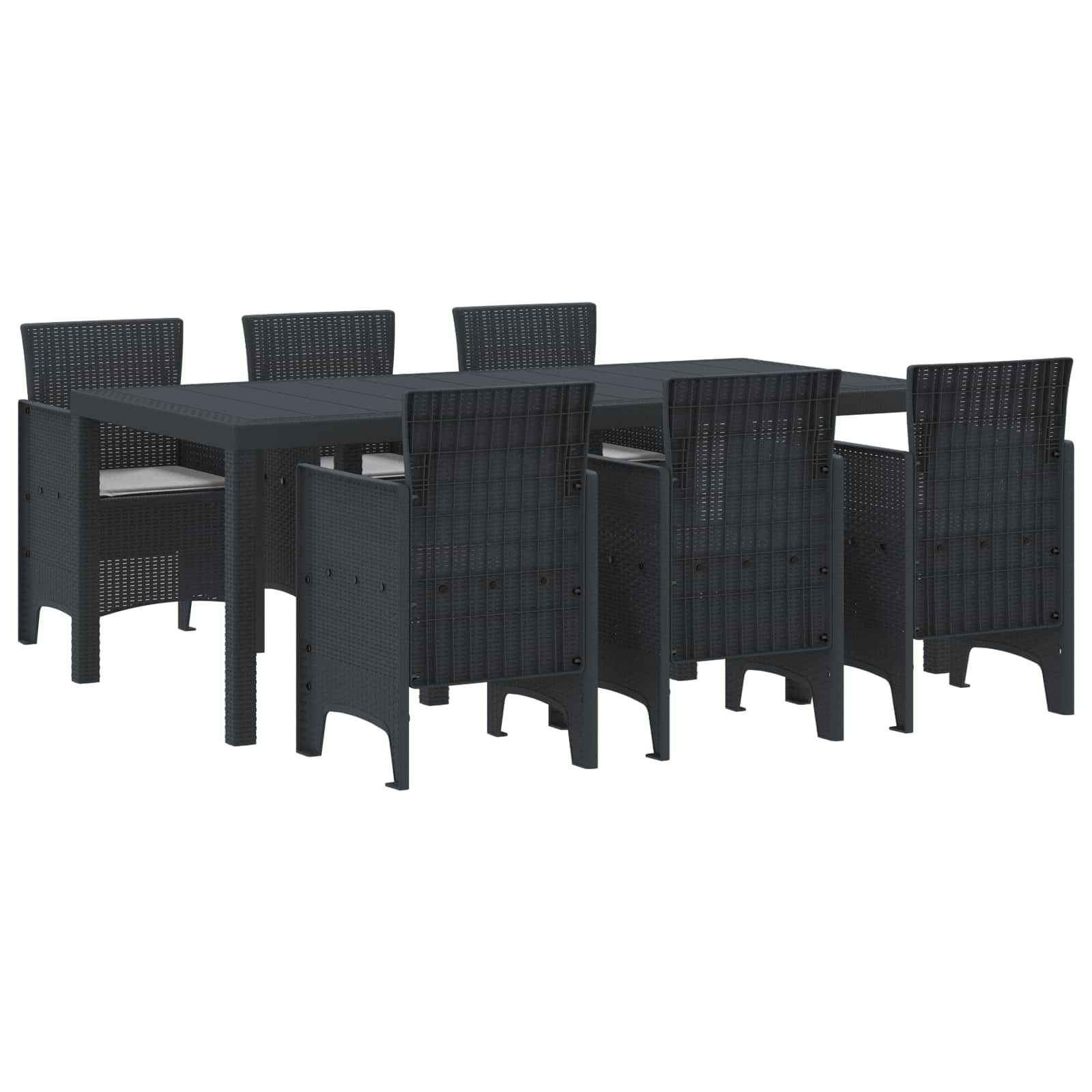 ORHEAT Garden Dining Set 7 pcs Anthracite Polypropylene