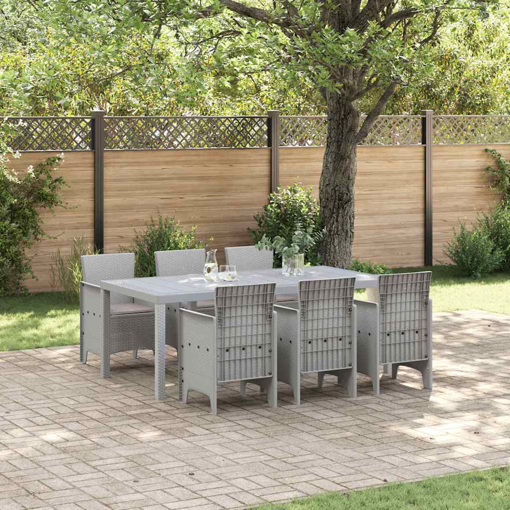 ORHEAT Garden Dining Set 7 pcs Light Polypropylene - Grey
