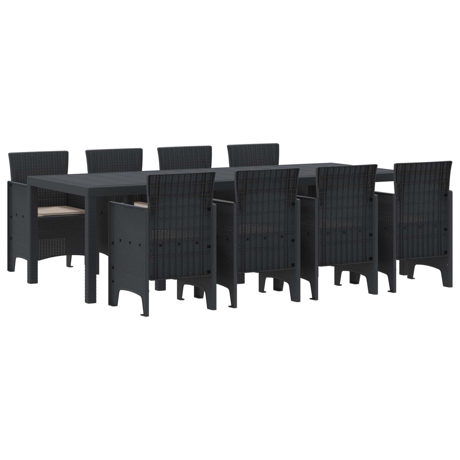 ORHEAT Garden Dining Set 9 pcs Anthracite Polypropylene