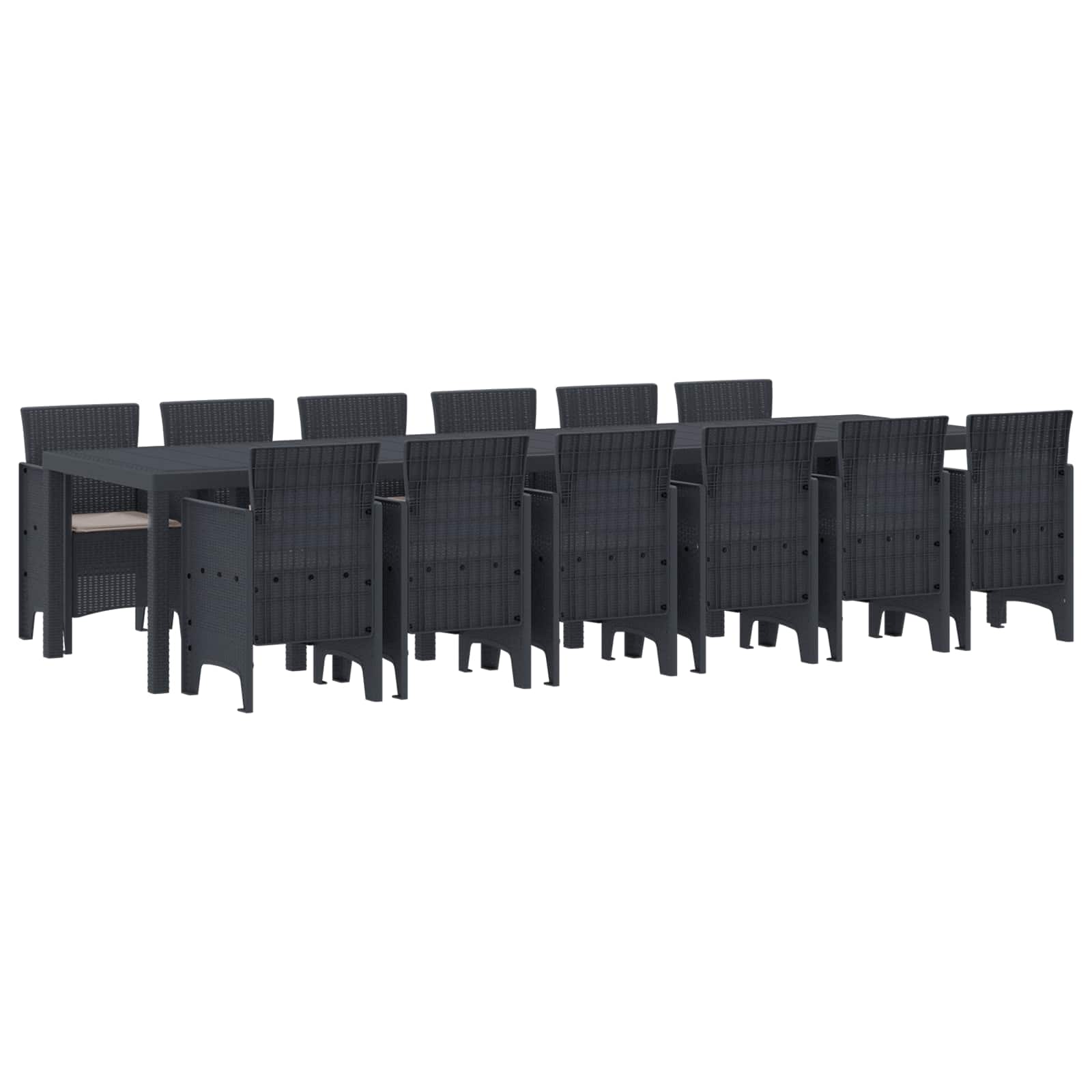 ORHEAT Garden Dining Set 13 pcs Anthracite Polt Rattan