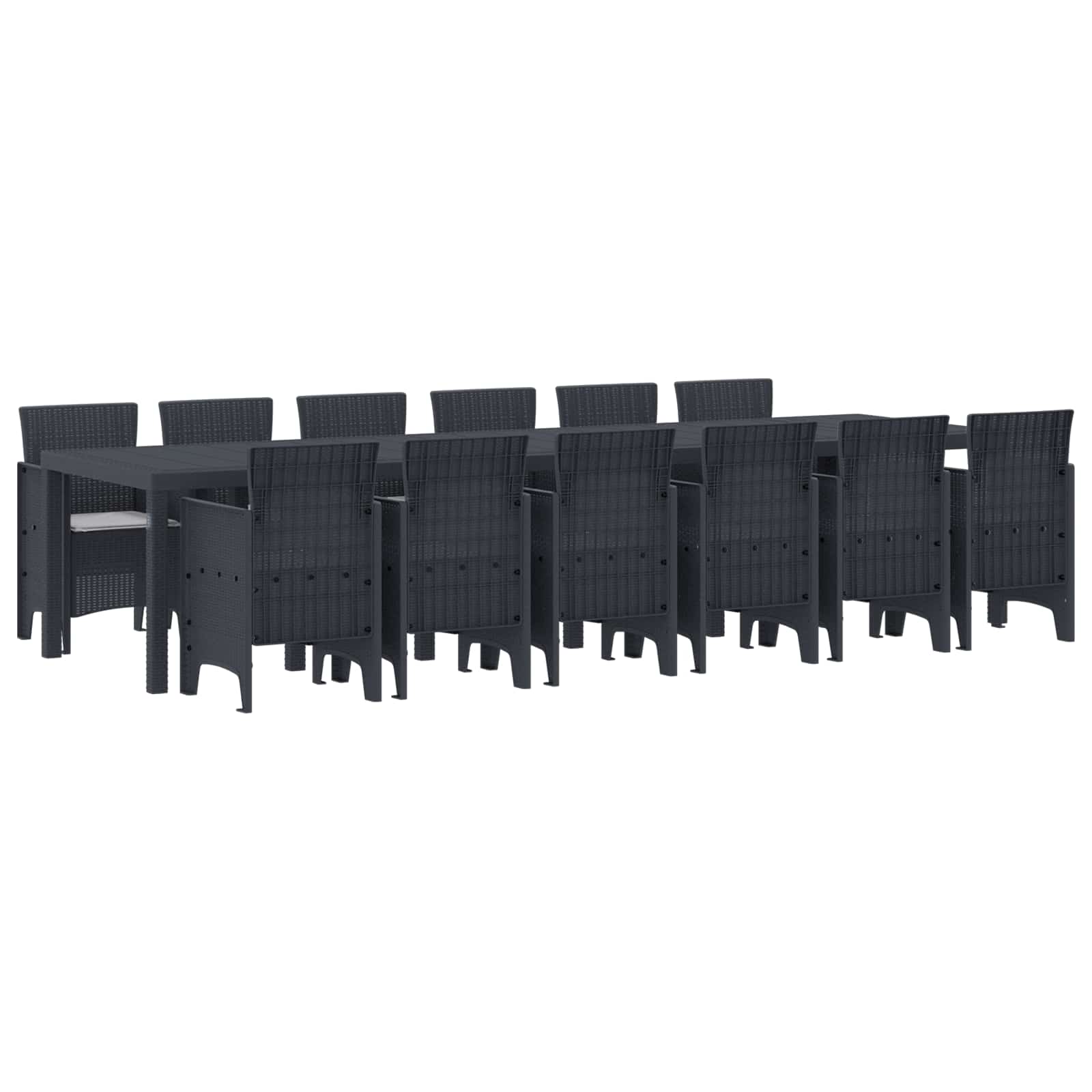 ORHEAT Garden Dining Set 13 pcs Anthracite Polt Rattan