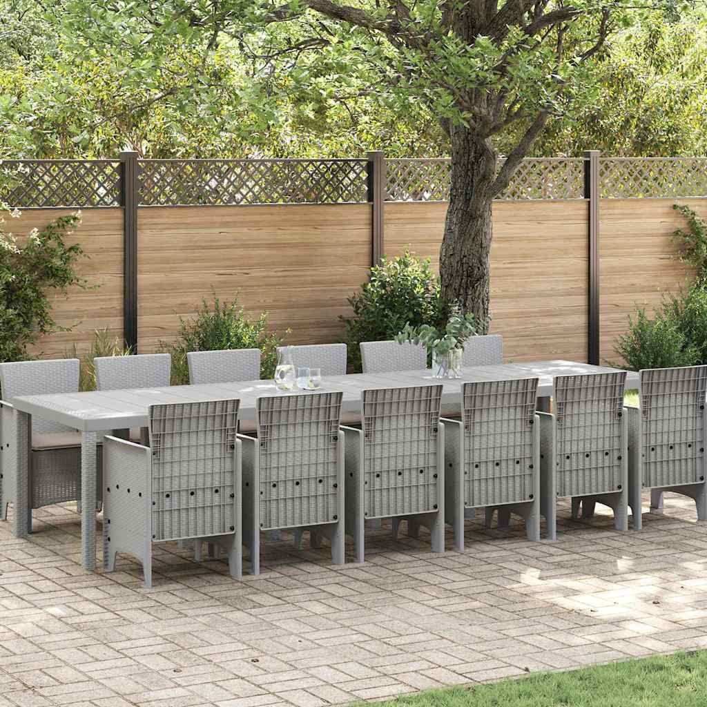 ORHEAT Garden Dining Set 13 pcs Light Polt Rattan - Grey