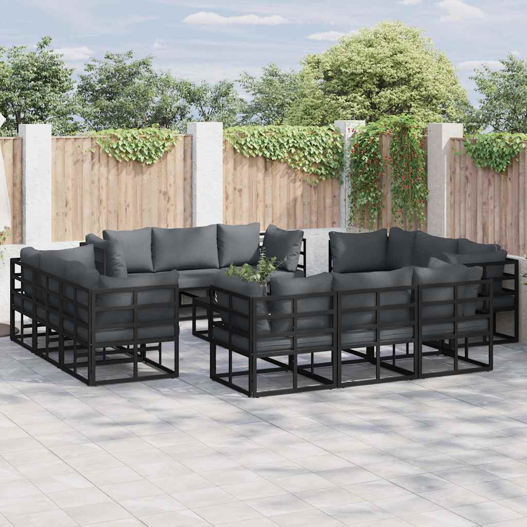 ENLBRO Garden Sofa Set 12 pcs Metal - Black