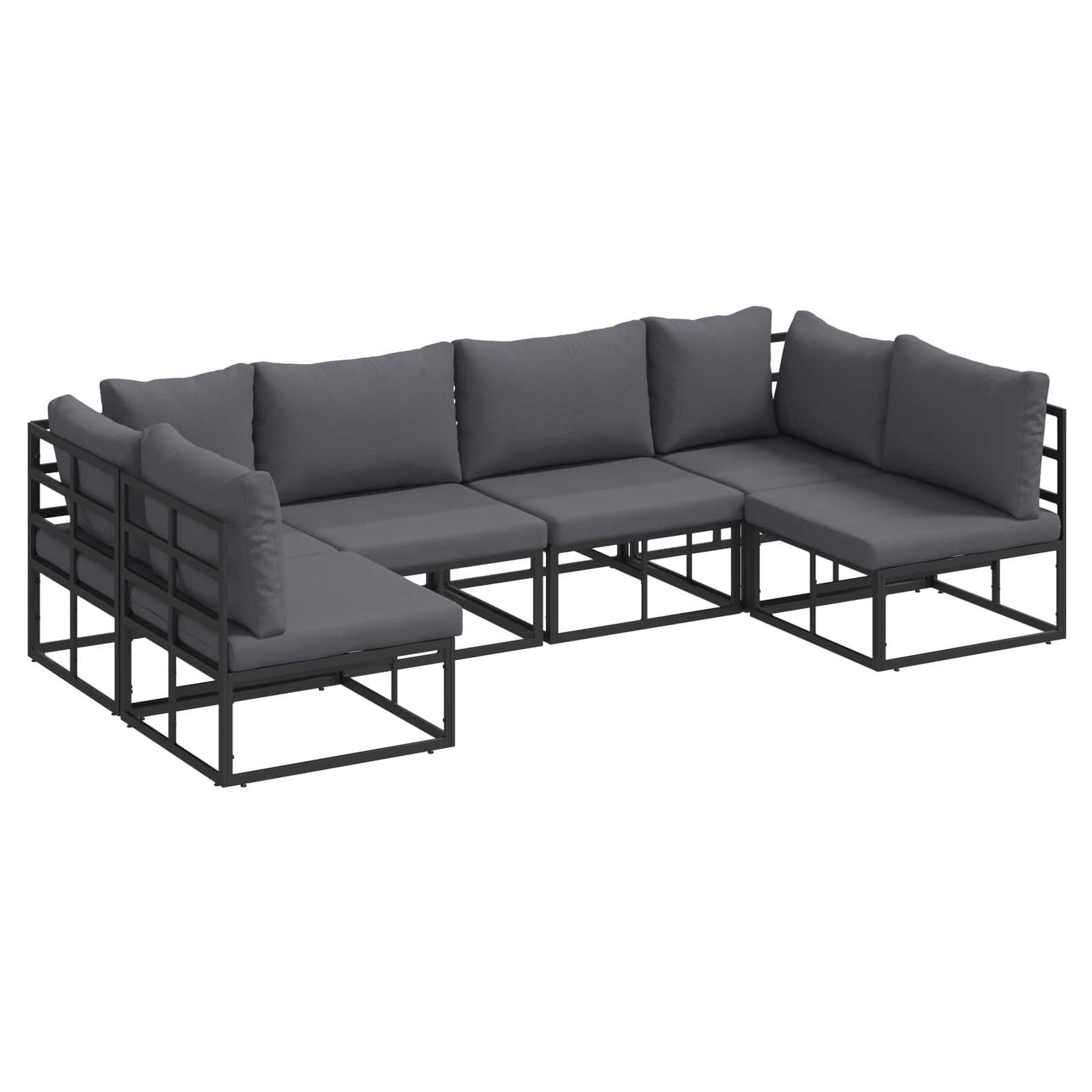 ENLBRO Garden Sofa Set with Cushion 6 pcs Aluminium - Black
