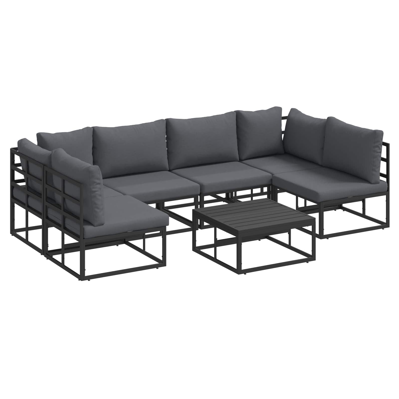 ENLBRO Garden Sofa Set with Cushion 7 pcs Aluminium - Black