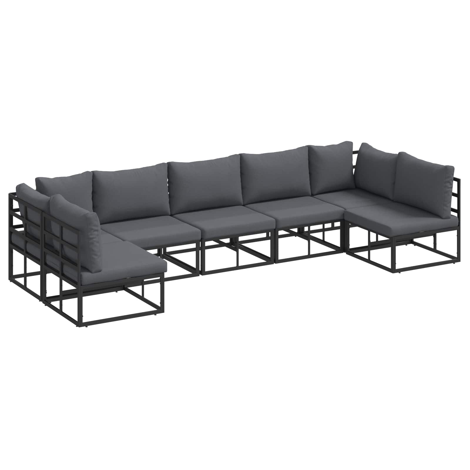 ENLBRO Garden Sofa Set with Cushion 7 pcs Aluminium - Black