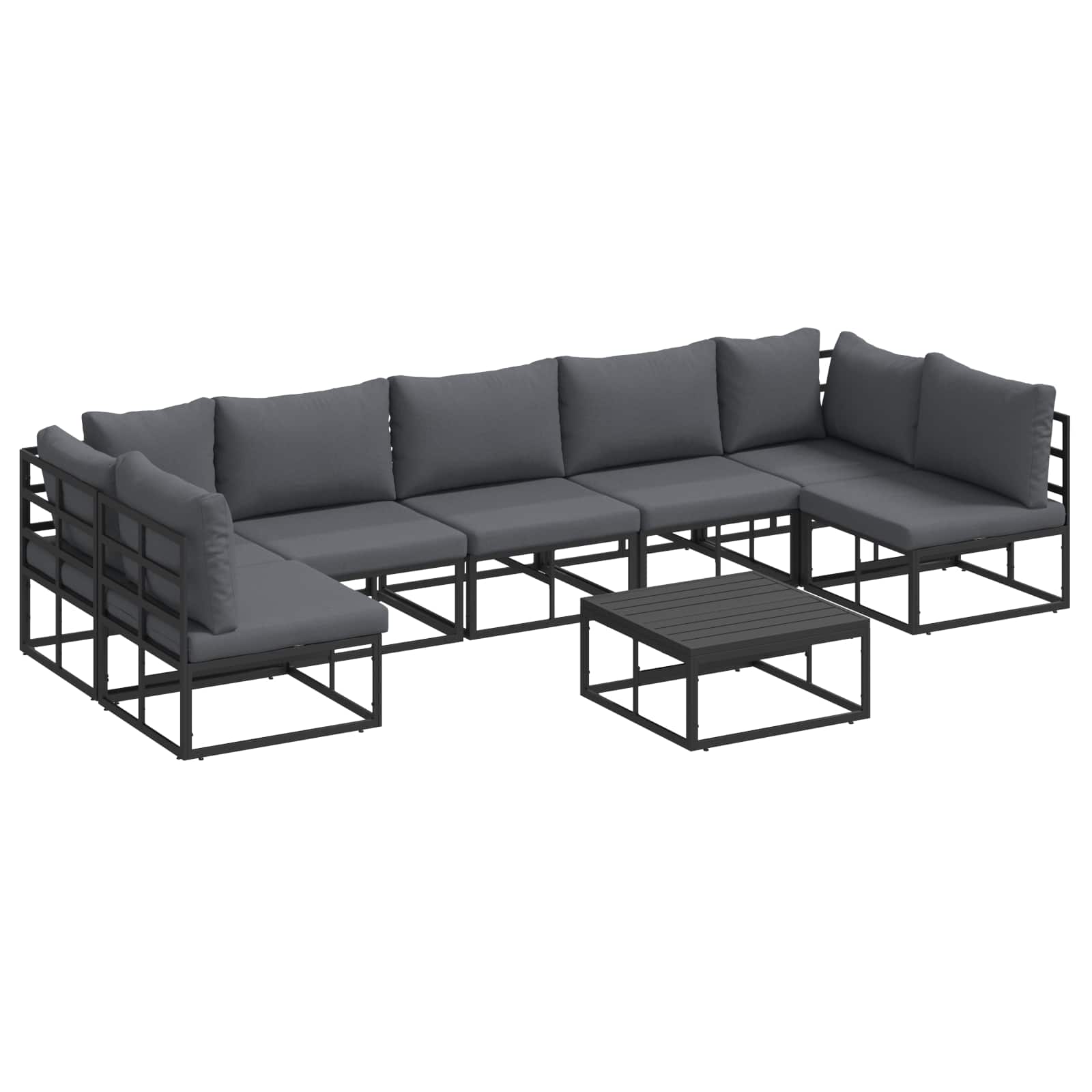 ENLBRO Garden Sofa Set with Cushion 8 pcs Aluminium - Black
