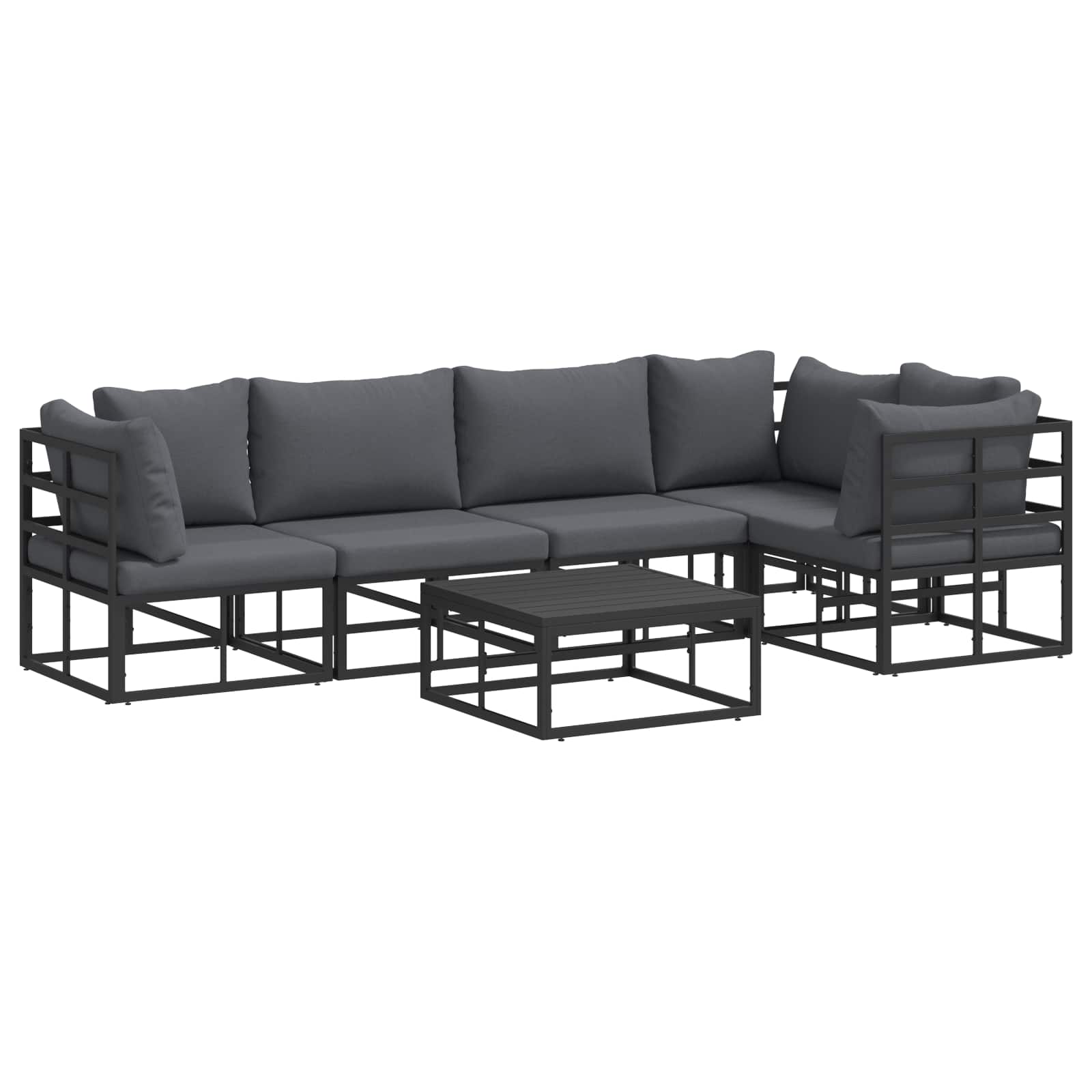 PRCOVE Garden Sofa Set with Cushion 6 pcs Aluminium - Black
