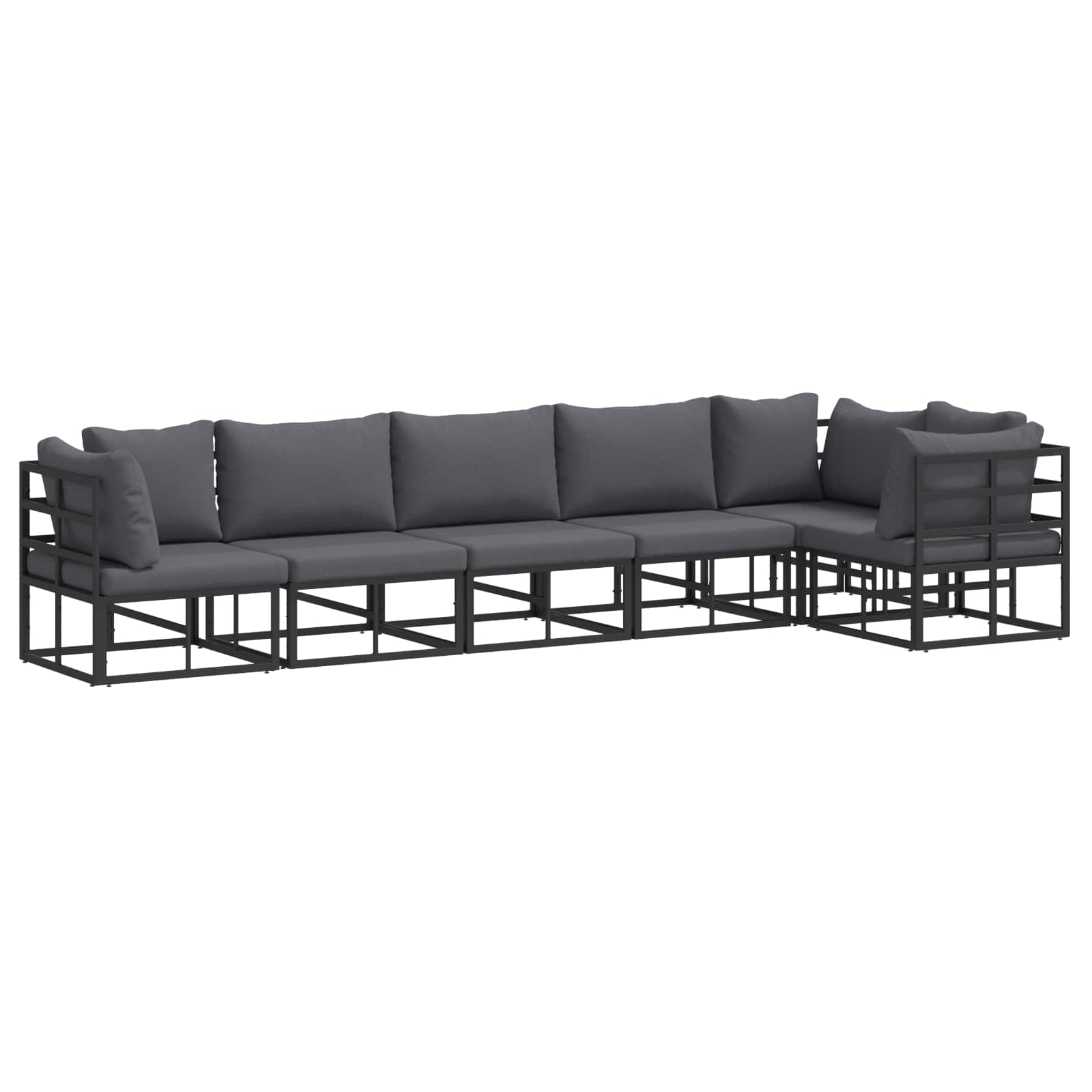 PRCOVE Garden Sofa Set with Cushion 6 pcs Aluminium - Black