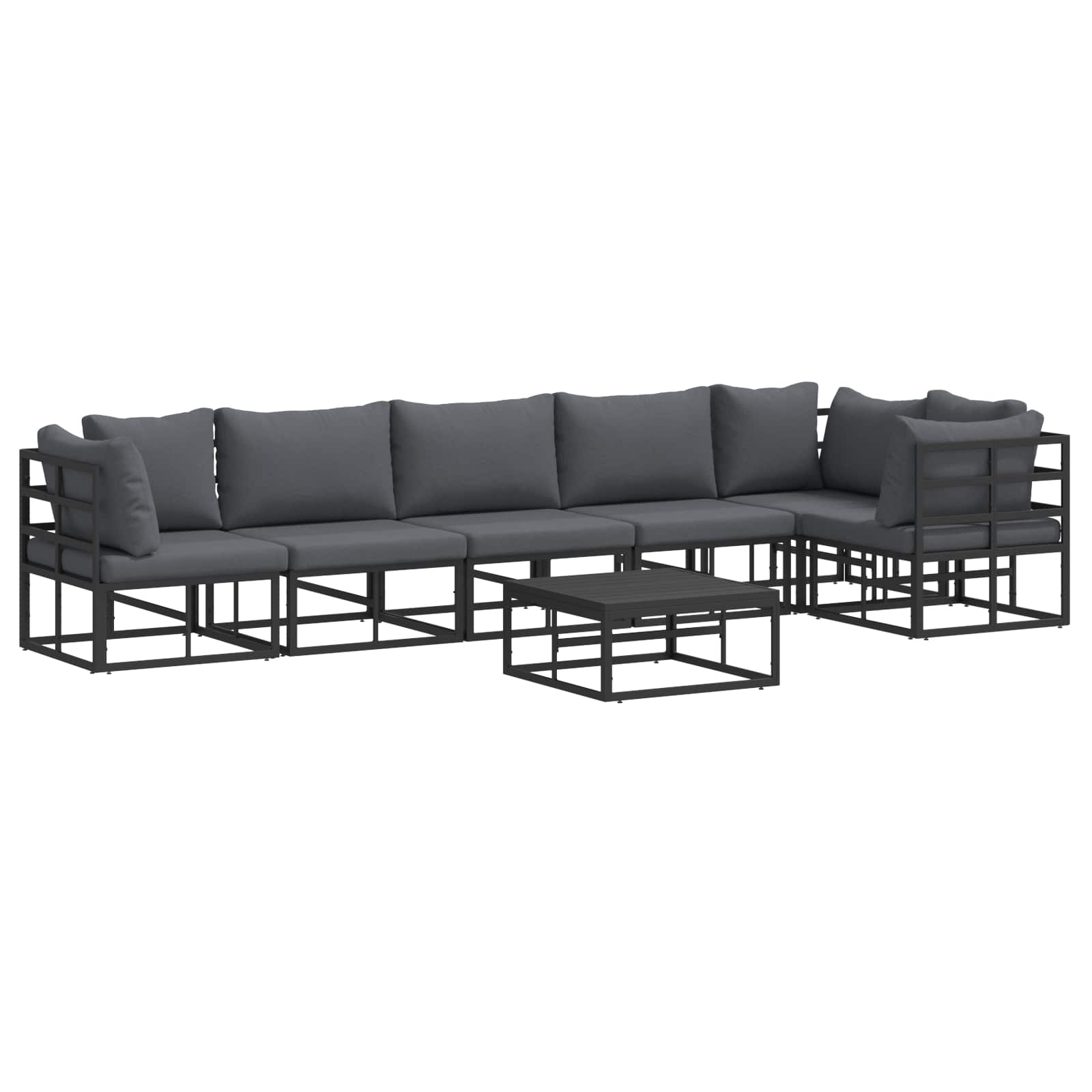 PRCOVE Garden Sofa Set with Cushion 7 pcs Aluminium - Black