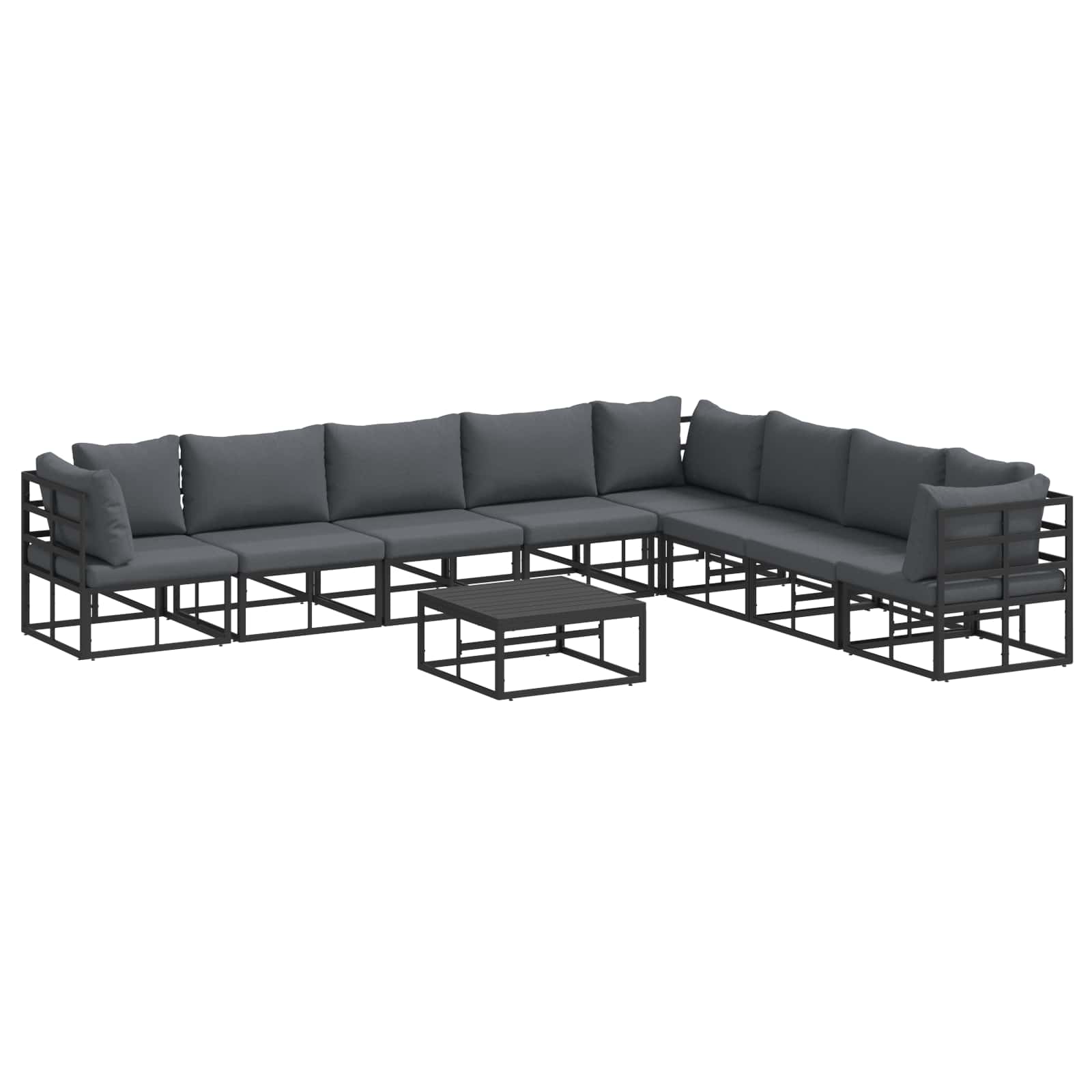 PRCOVE Garden Sofa Set with Cushion 9 pcs Aluminium - Black