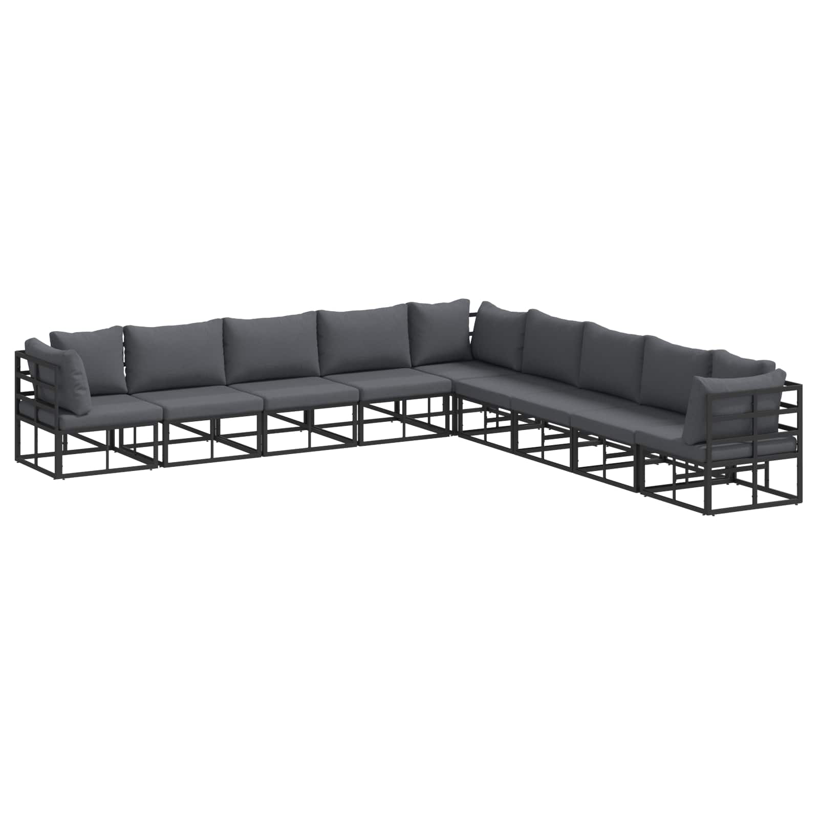 PRCOVE Garden Sofa Set with Cushion 9 pcs Aluminium - Black