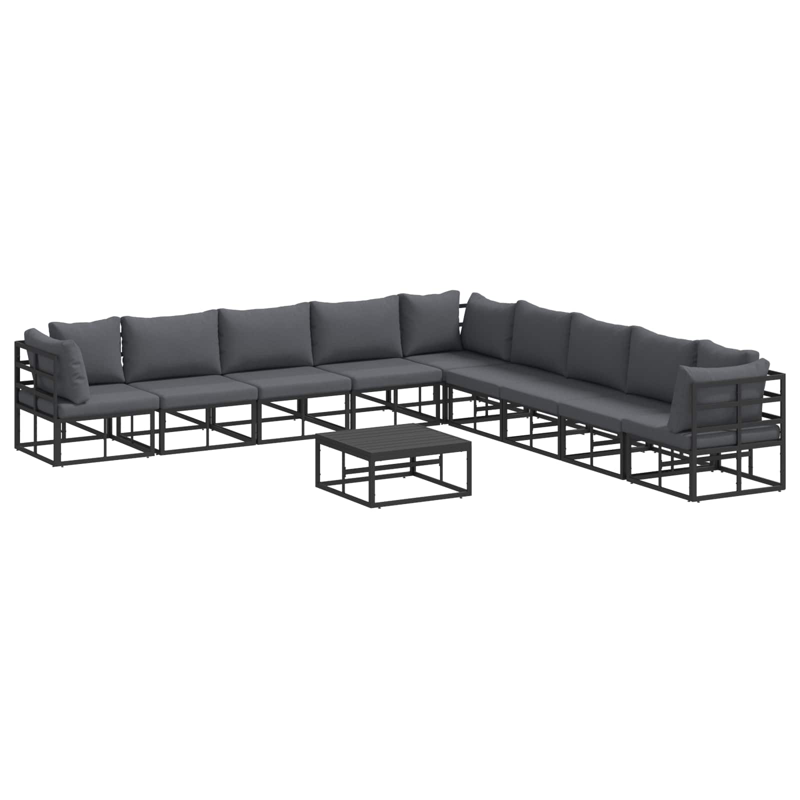 PRCOVE Garden Sofa Set with Cushion 10 pcs Aluminium - Black