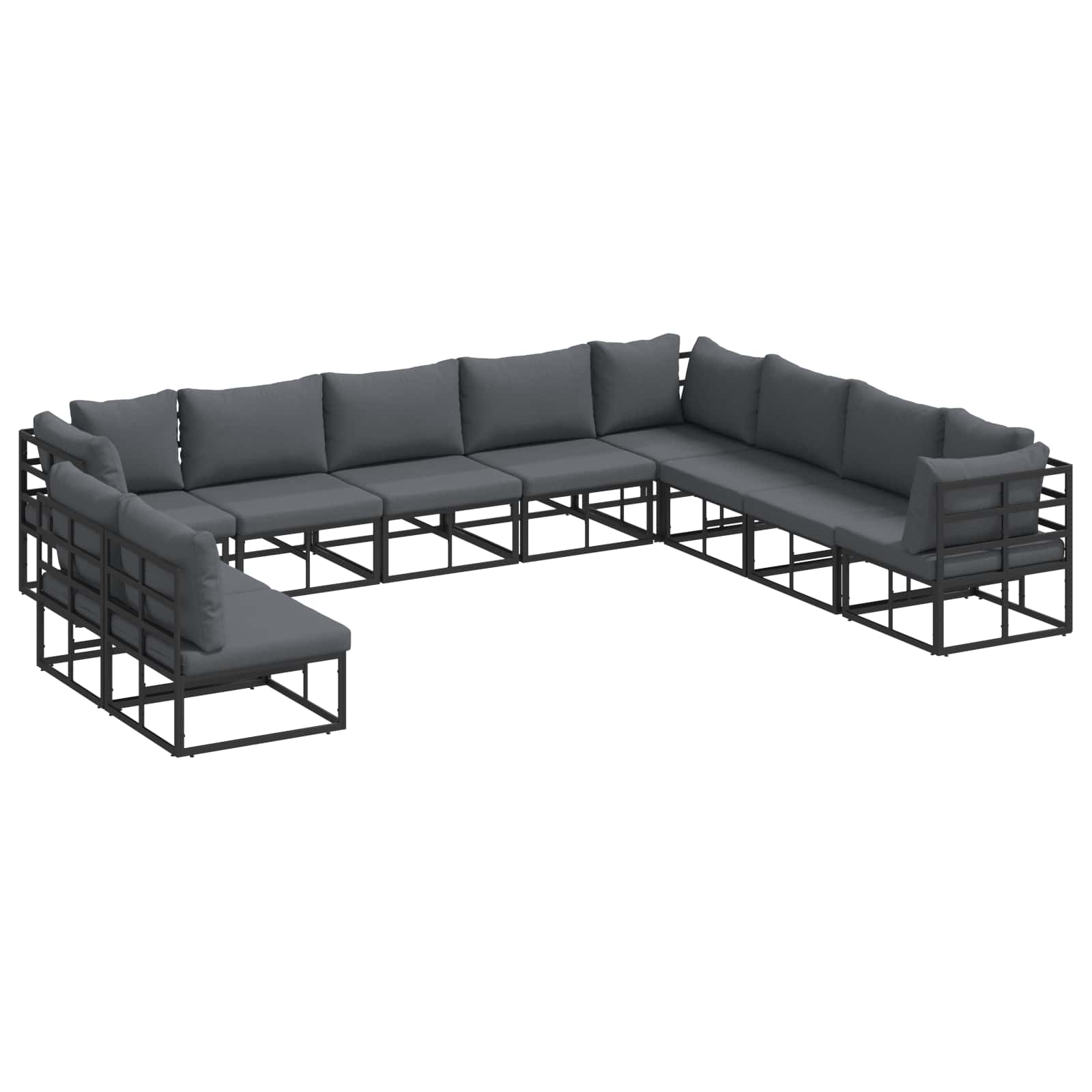 PRCOVE Garden Sofa Set with Cushion 10 pcs Aluminium - Black