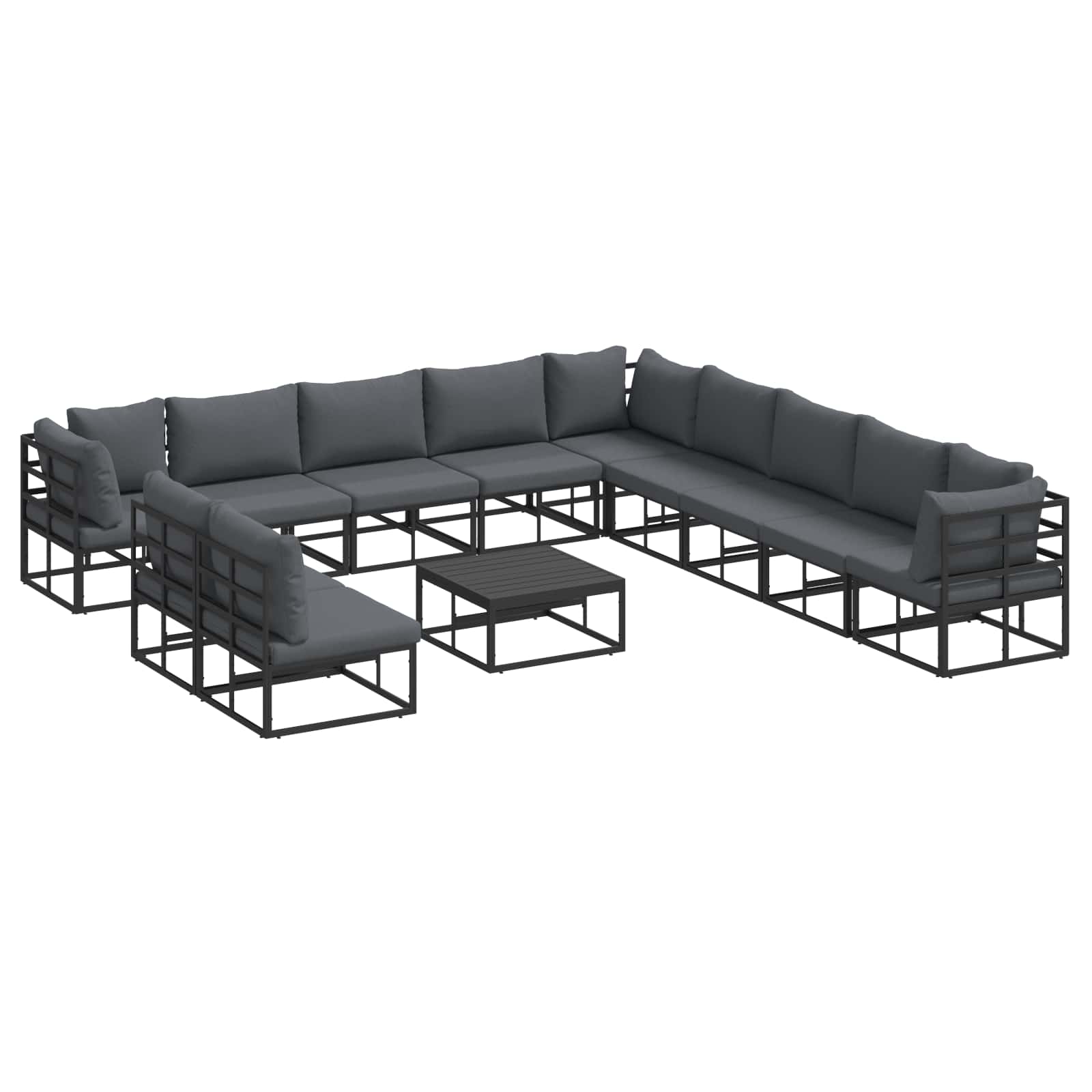 PRCOVE Garden Sofa Set with Cushion 12 pcs Aluminium - Black