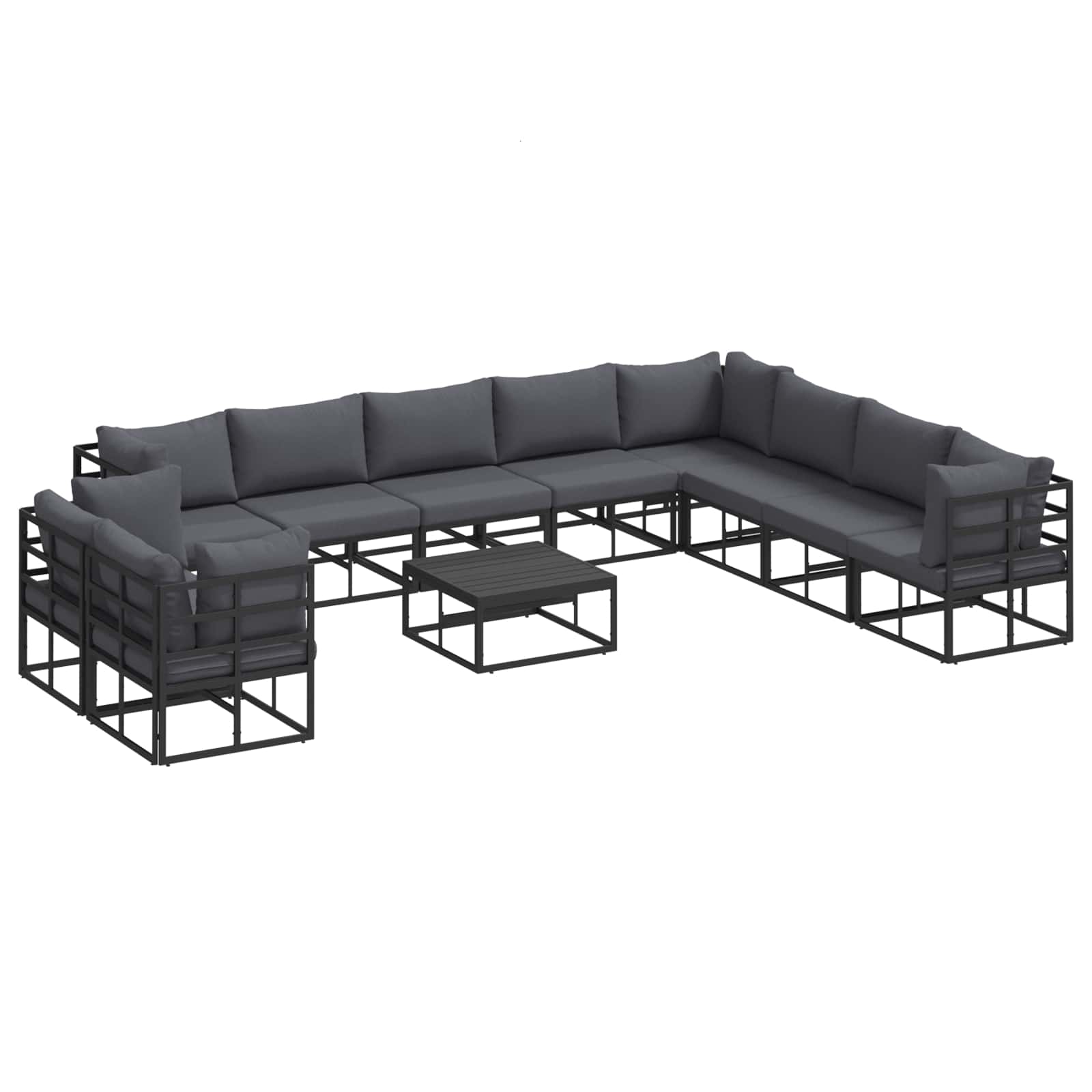 PRCOVE Garden Sofa Set with Cushion 11 pcs Aluminium - Black