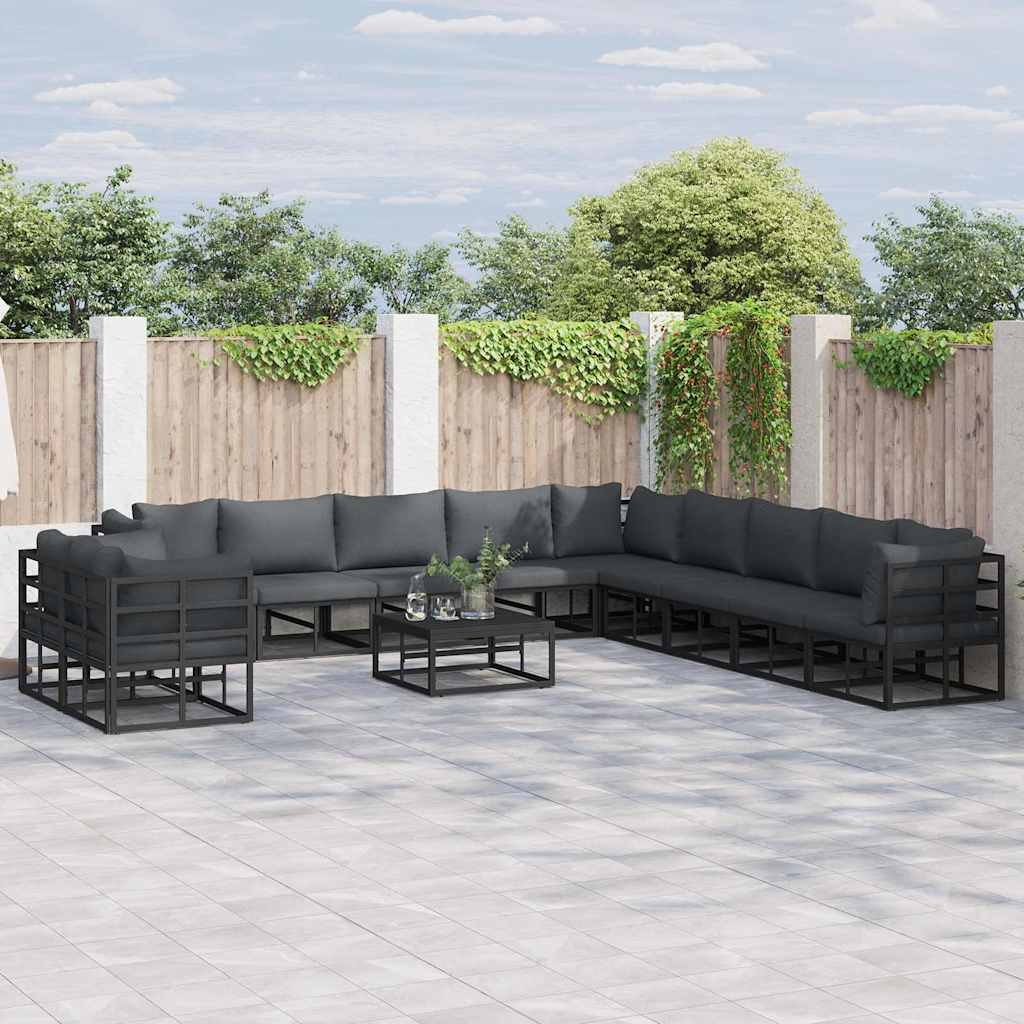 PRCOVE Garden Sofa Set with Cushion 12 pcs Aluminium - Black