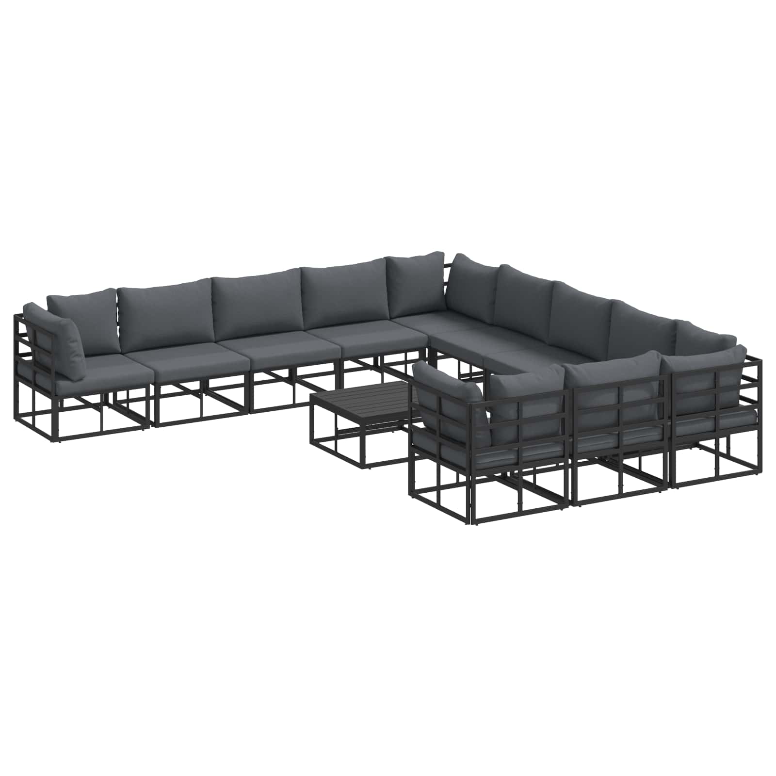 LAERIDG Garden Sofa Set with Cushion 12 pcs Aluminium - Black