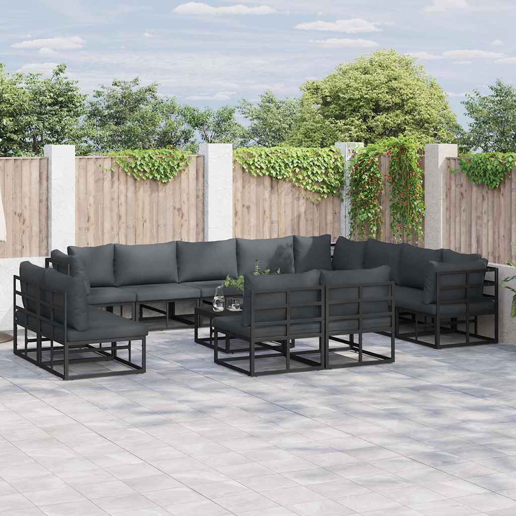 LAERIDG Garden Sofa Set with Cushion 13 pcs Aluminium - Black