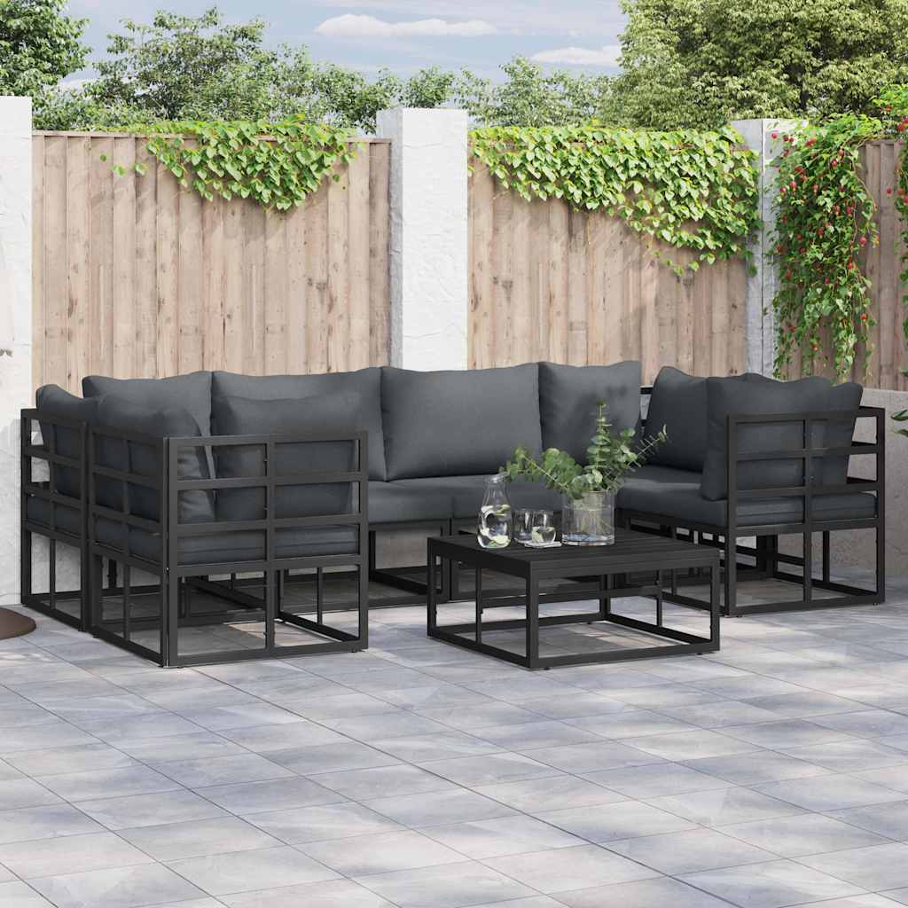 WAVUE Garden Sofa Set with Cushion 6 pcs Aluminium - Black